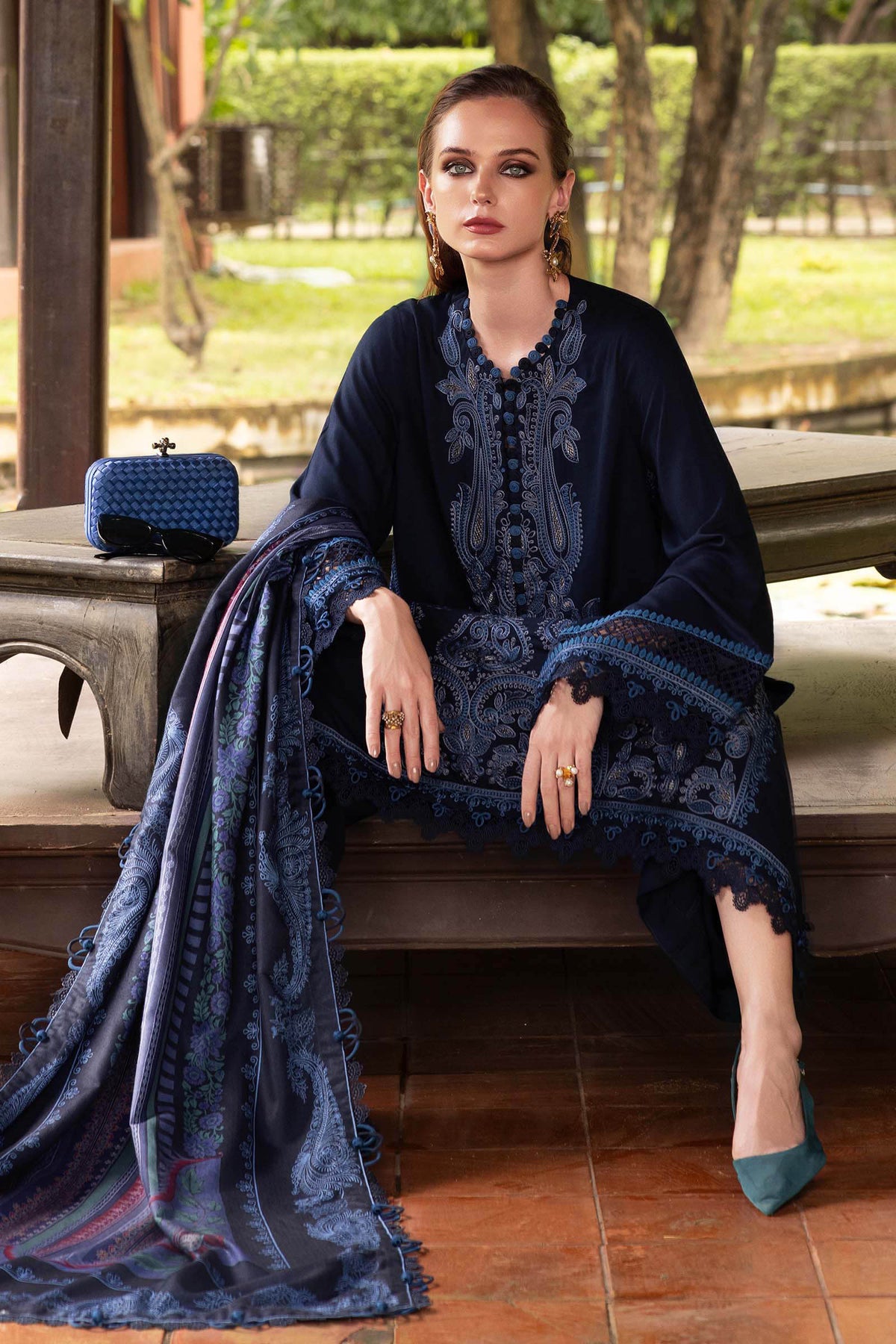 Maria B | M Prints Winter 25 | MPT-2803-B by Maria B - Designer Dress  - Type : Ladies Clothes - Available at Libayah - 100% Original 