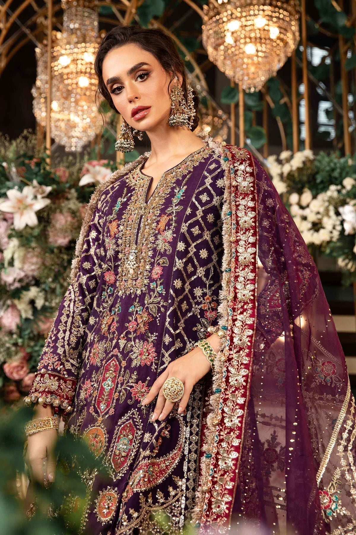 Maria B | Mbroidered Formals 24 | Organza Suit | BD-2903 by Maria B - Designer Dress  - Type : Wedding Dress - Available at Libayah - 100% Original 