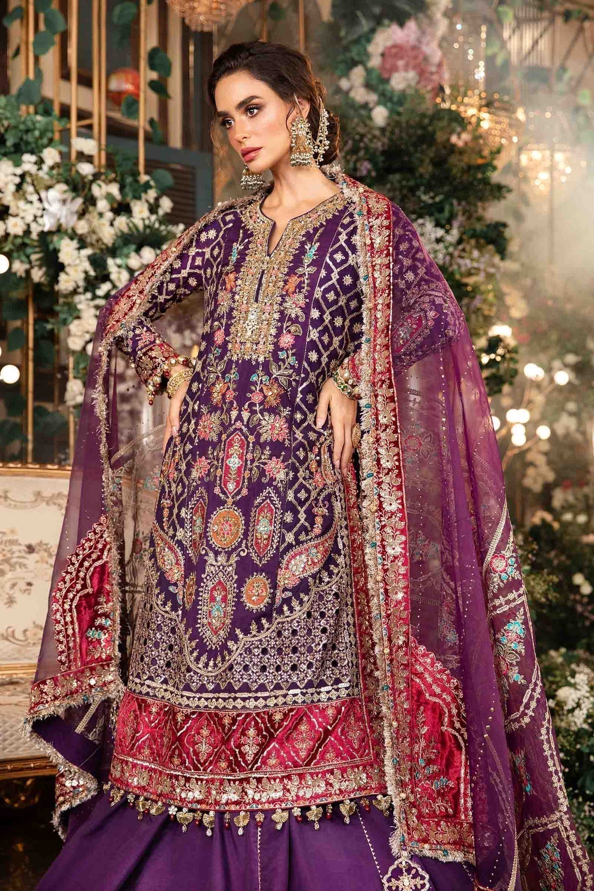 Maria B | Mbroidered Formals 24 | Organza Suit | BD-2903 by Maria B - Designer Dress  - Type : Wedding Dress - Available at Libayah - 100% Original 