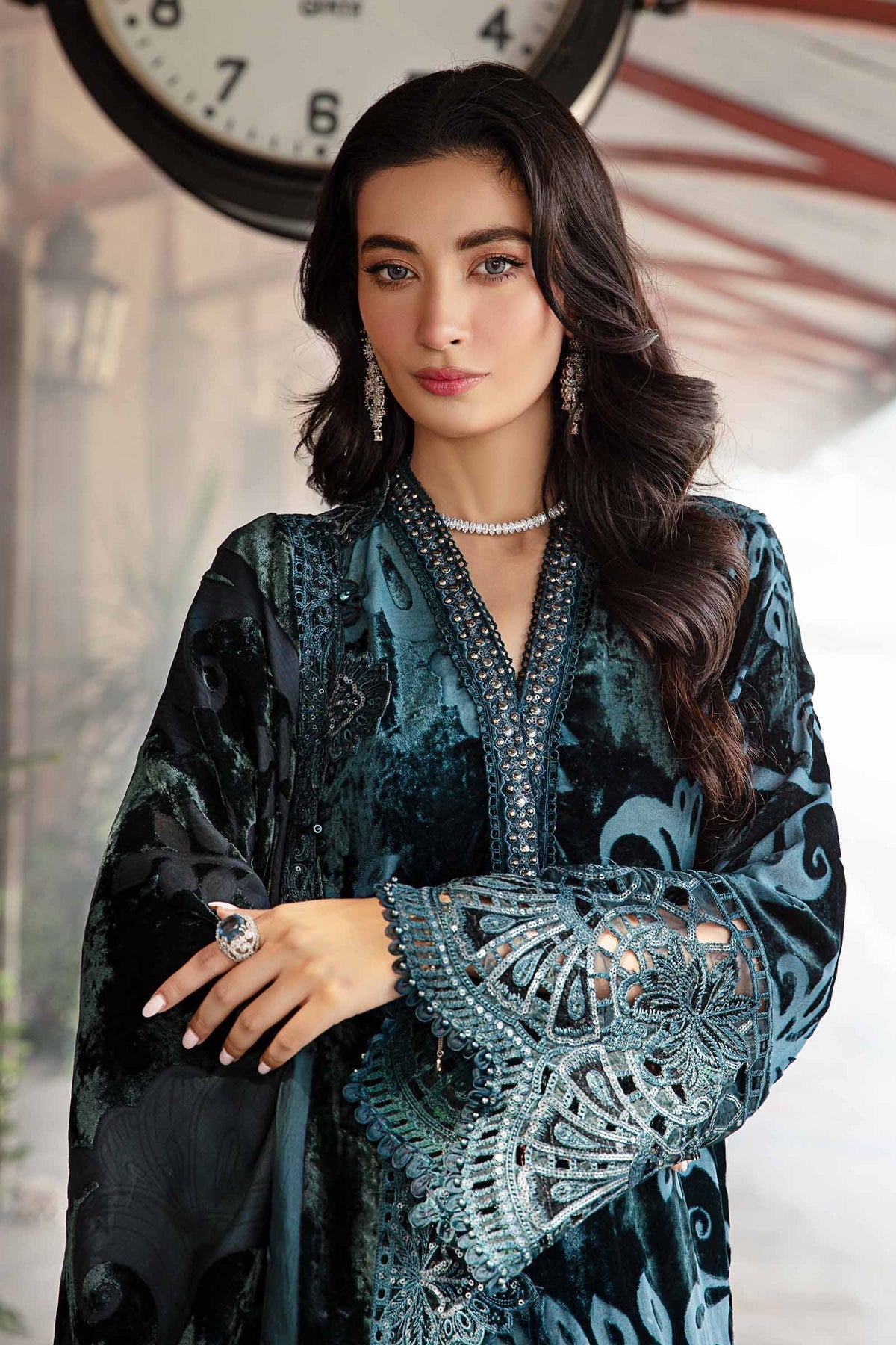Maria B | Winter Luxe 24 | Velvet DL-1203 by Maria B - Designer Dress  - Type : Ladies Clothes - Available at Libayah - 100% Original 
