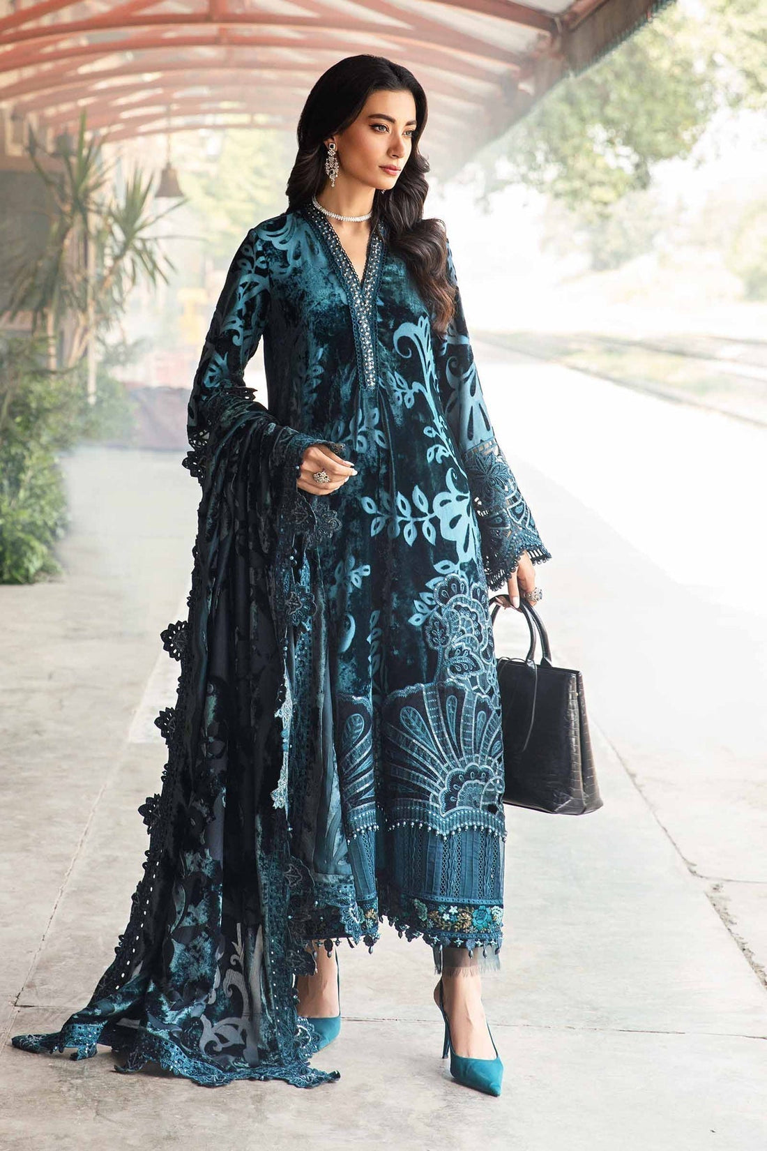 Maria B | Winter Luxe 24 | Velvet DL-1203 by Maria B - Designer Dress  - Type : Ladies Clothes - Available at Libayah - 100% Original 