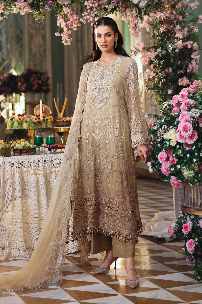 Maria b | Chiffon Formals 26 | MPC-26-103-Olive Gold by Maria B - Designer Dress  - Type : Ladies Clothes - Available at Libayah - 100% Original 