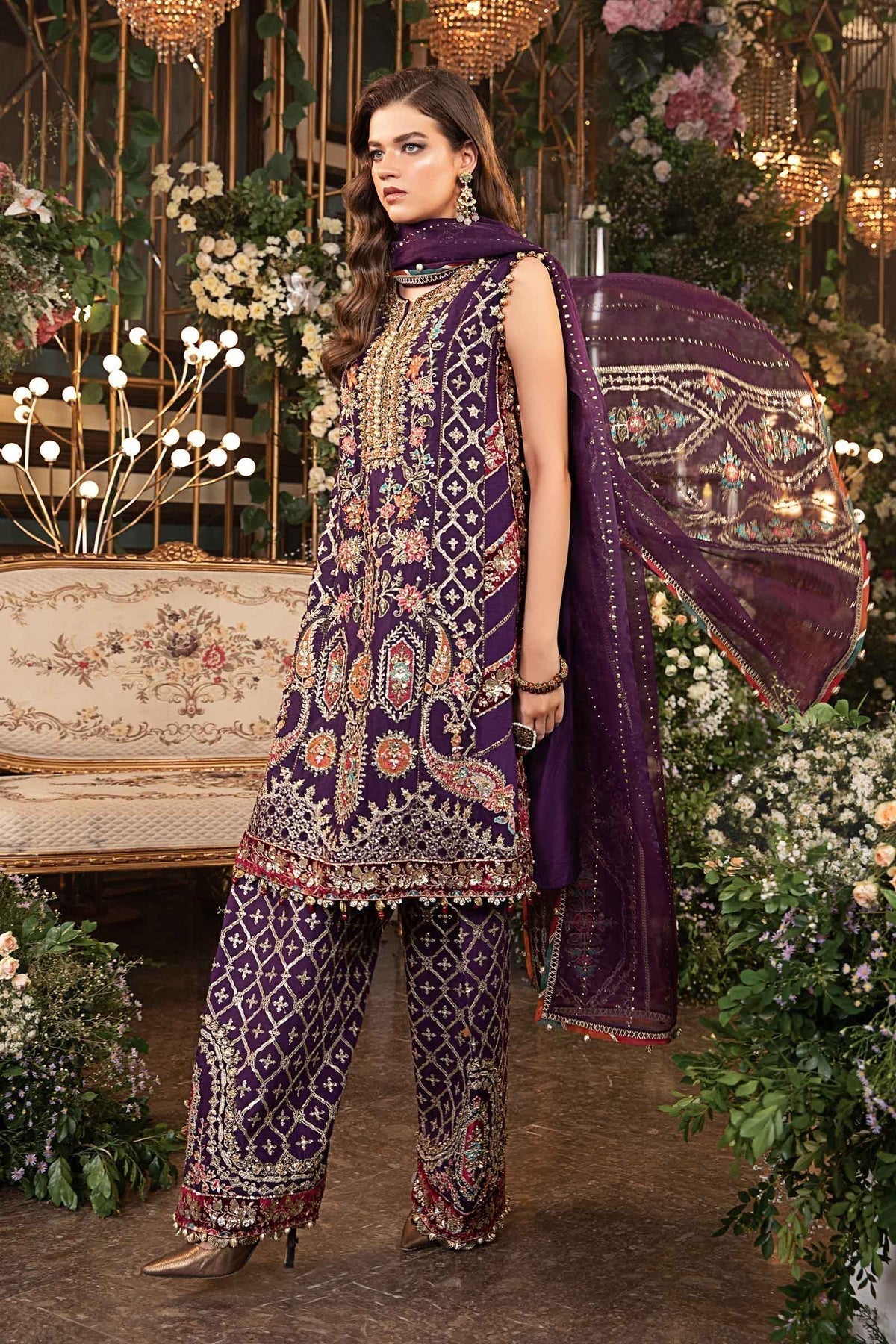 Maria B | Mbroidered Formals 24 | Organza Suit | BD-2903 by Maria B - Designer Dress  - Type : Wedding Dress - Available at Libayah - 100% Original 