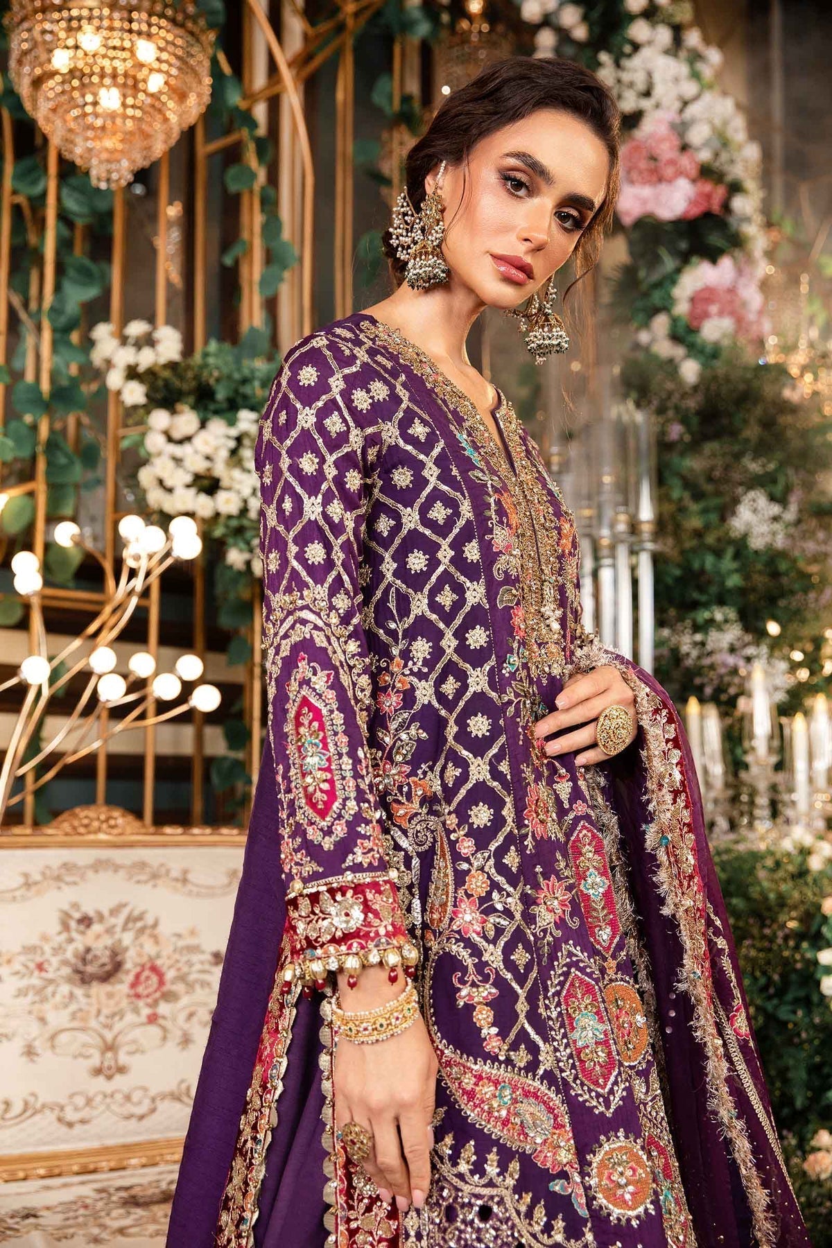 Maria B | Mbroidered Formals 24 | Organza Suit | BD-2903 by Maria B - Designer Dress  - Type : Wedding Dress - Available at Libayah - 100% Original 