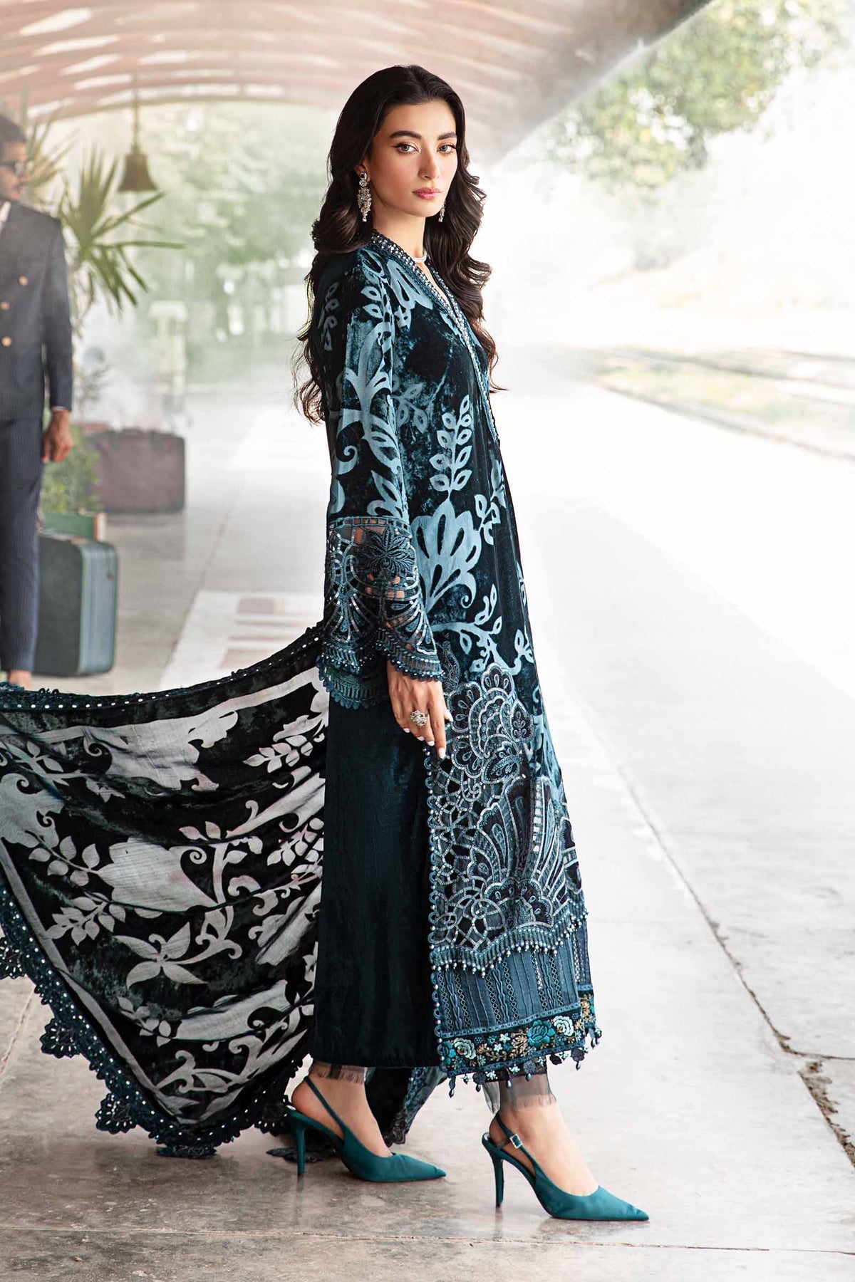 Maria B | Winter Luxe 24 | Velvet DL-1203 by Maria B - Designer Dress  - Type : Ladies Clothes - Available at Libayah - 100% Original 