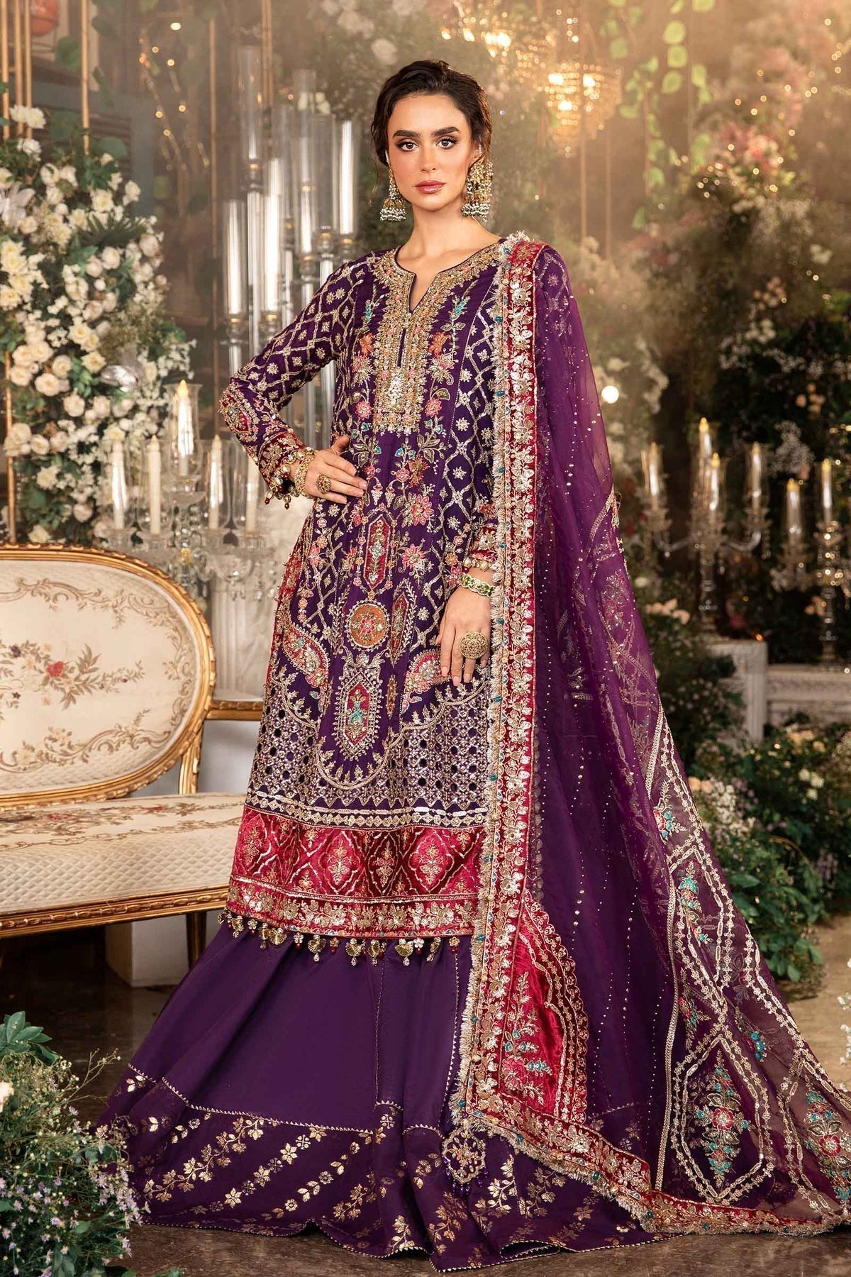 Maria B | Mbroidered Formals 24 | Organza Suit | BD-2903 by Maria B - Designer Dress  - Type : Wedding Dress - Available at Libayah - 100% Original 