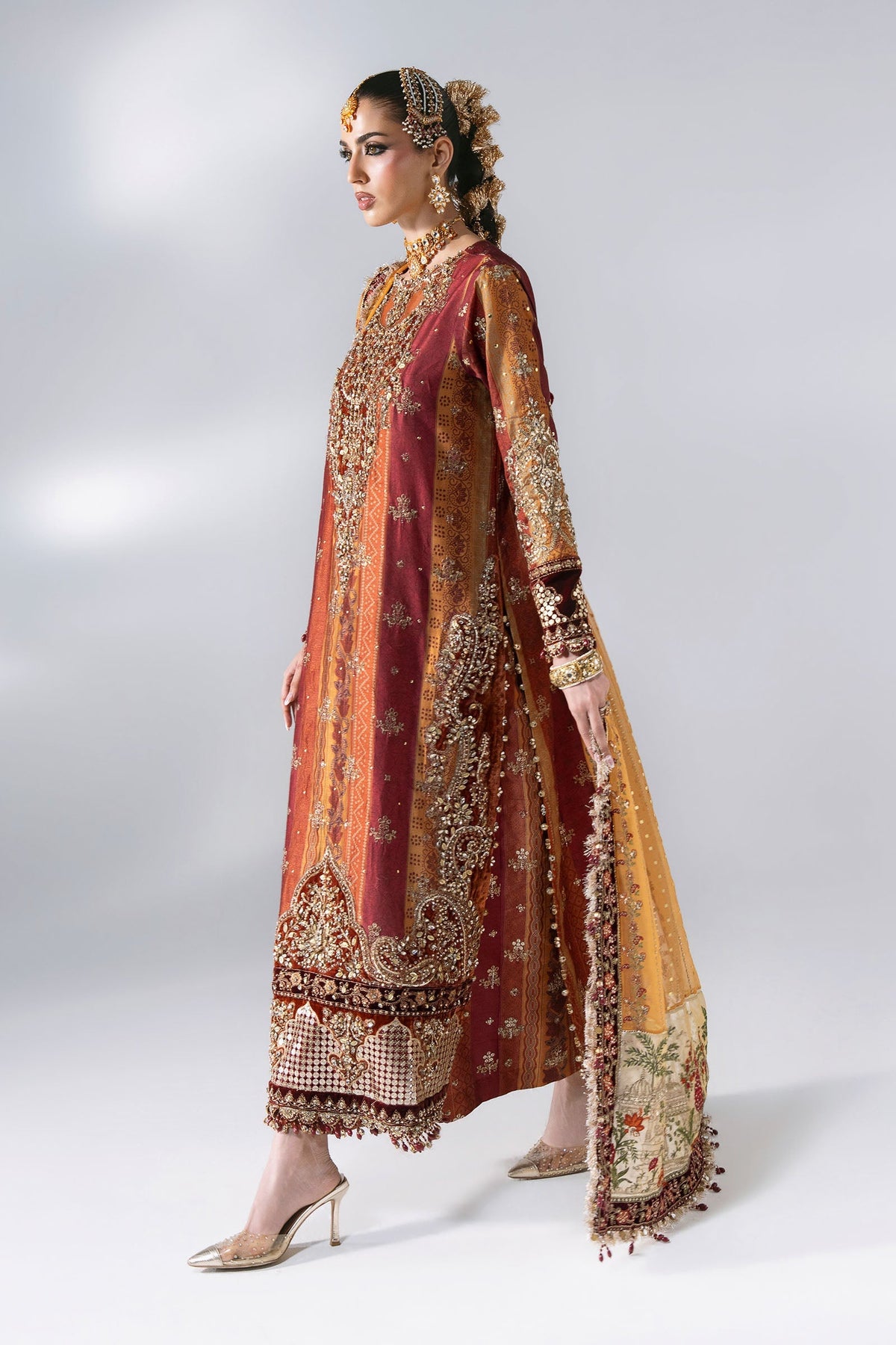 Maria B | Mbroidered Wedding Formals 26 | BD-3104-Maroon Crimson by Maria B - Designer Dress  - Type : Ladies Clothes - Available at Libayah - 100% Original 