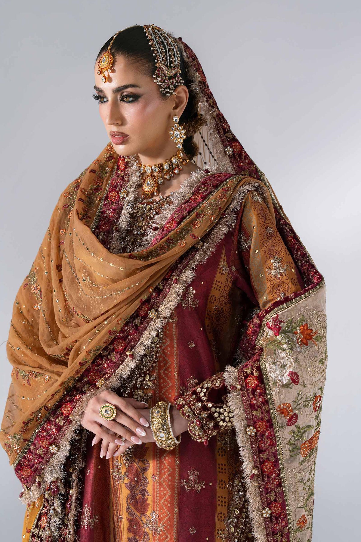 Maria B | Mbroidered Wedding Formals 26 | BD-3104-Maroon Crimson by Maria B - Designer Dress  - Type : Ladies Clothes - Available at Libayah - 100% Original 