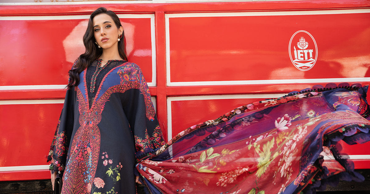 Maria B | M Prints Fall Edit 24 | MPT-2304-B by Maria B - Designer Dress  - Type : Ladies Clothes - Available at Libayah - 100% Original 