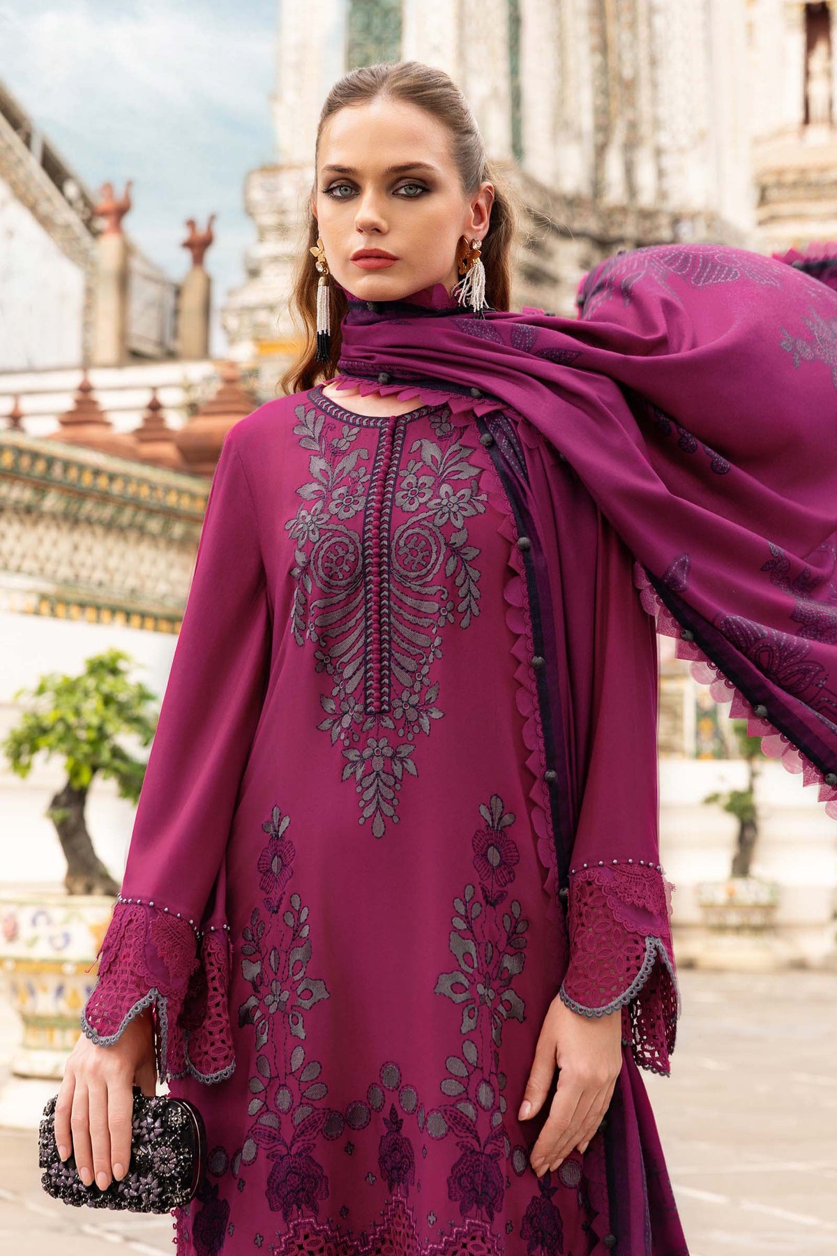Maria B | M Prints Winter 25 | MPT-2804-B by Maria B - Designer Dress  - Type : Ladies Clothes - Available at Libayah - 100% Original 