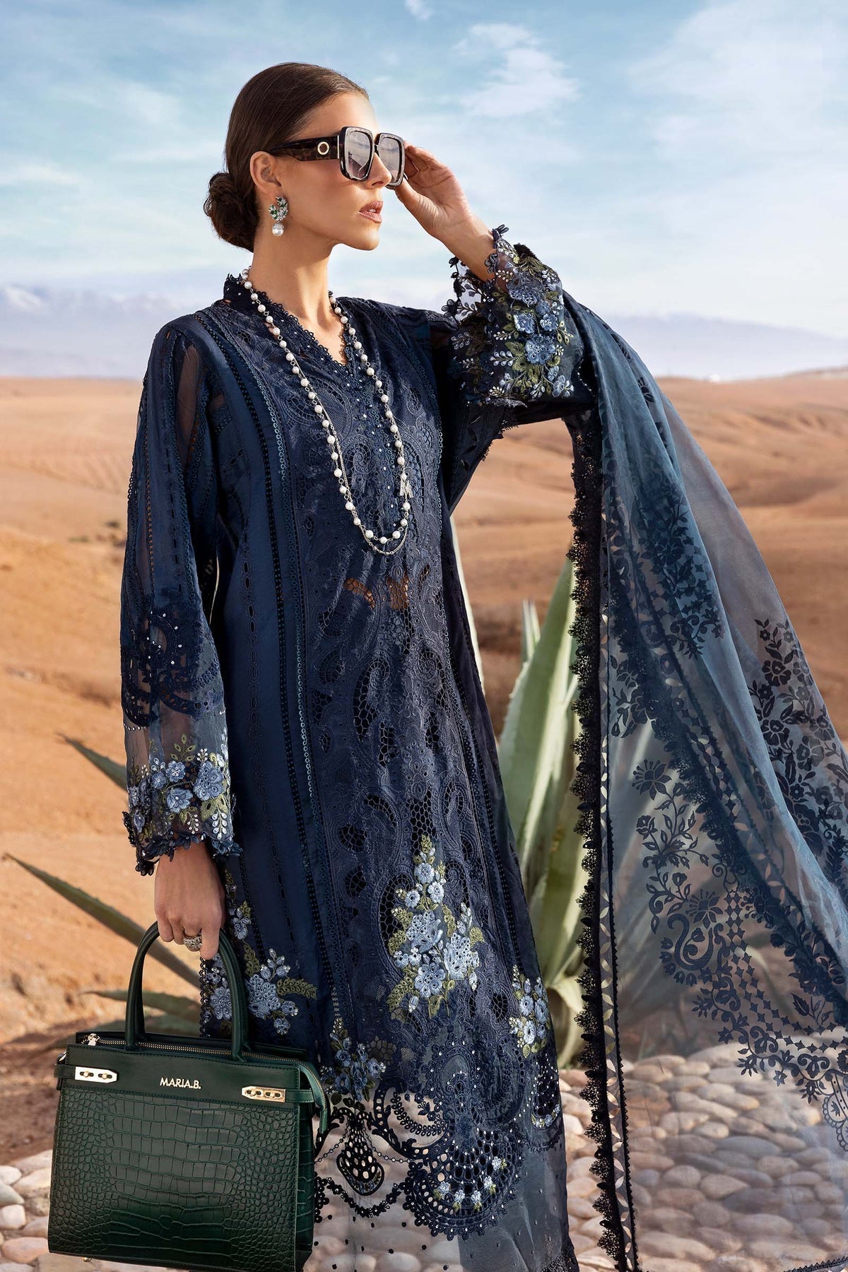 Maria B | Luxury Lawn 25 | D-2504-B by Maria B - Designer Dress - Type: Ladies Clothes - Available at Libayah - 100% Original