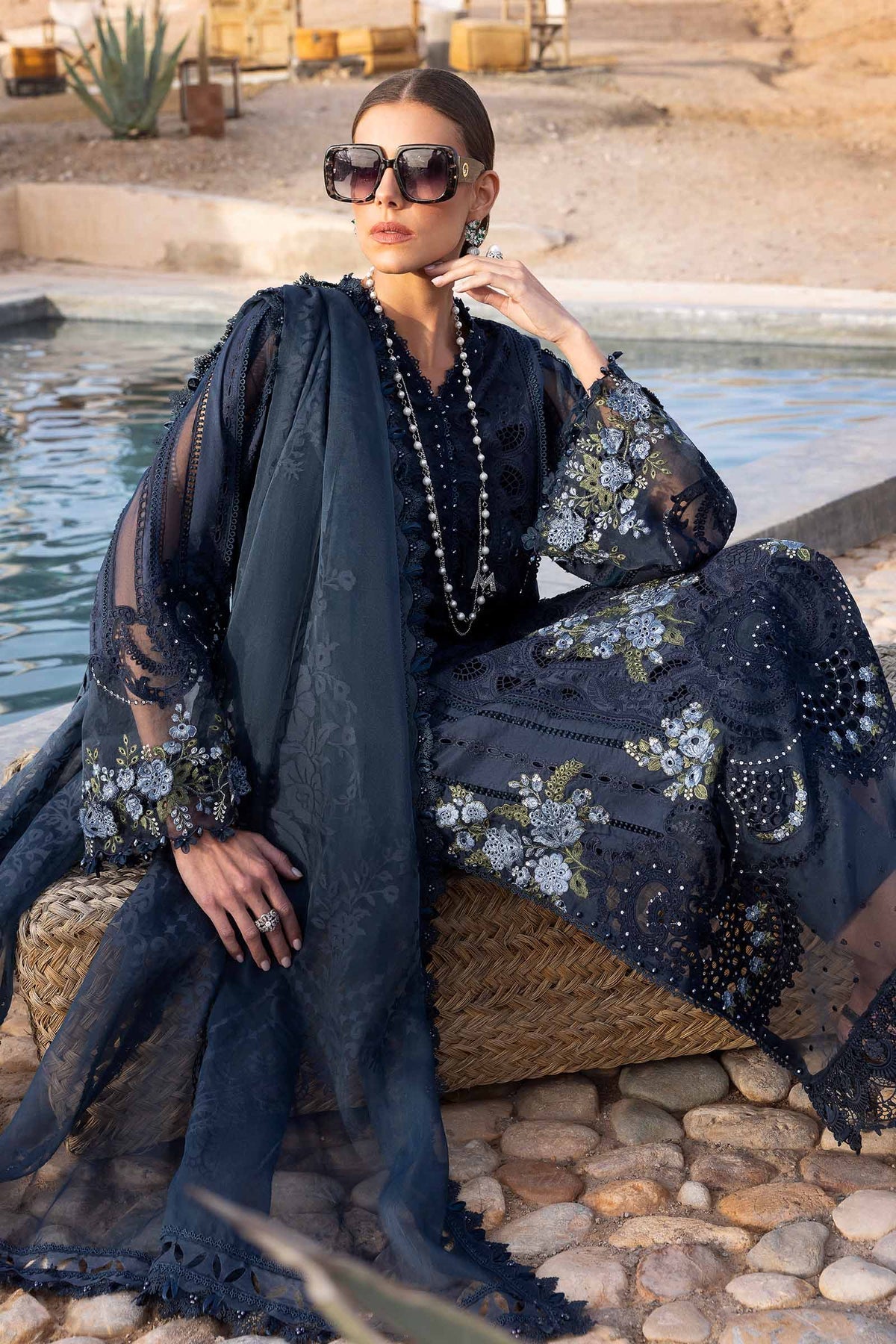 Maria B | Luxury Lawn 25 | D-2504-B by Maria B - Designer Dress - Type: Ladies Clothes - Available at Libayah - 100% Original