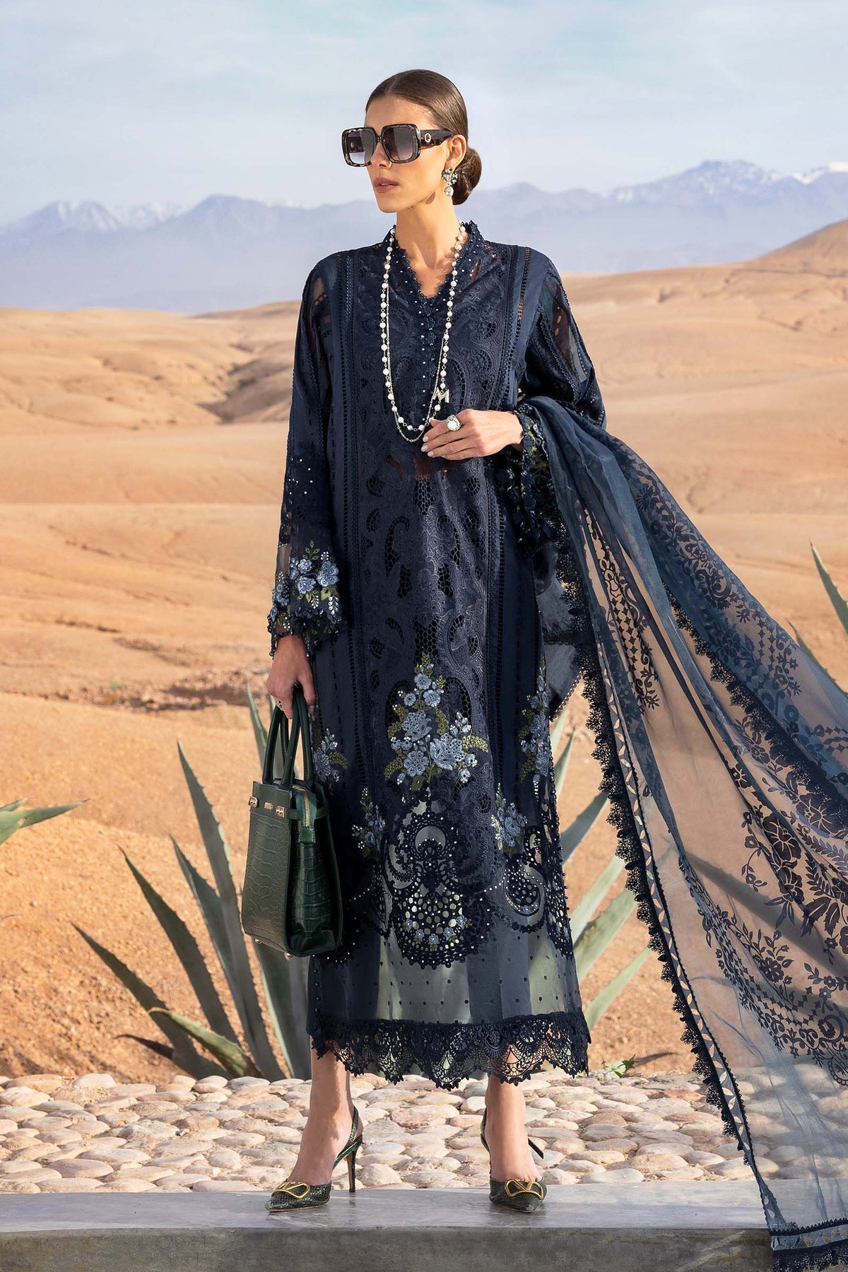 Maria B | Luxury Lawn 25 | D-2504-B by Maria B - Designer Dress - Type: Ladies Clothes - Available at Libayah - 100% Original