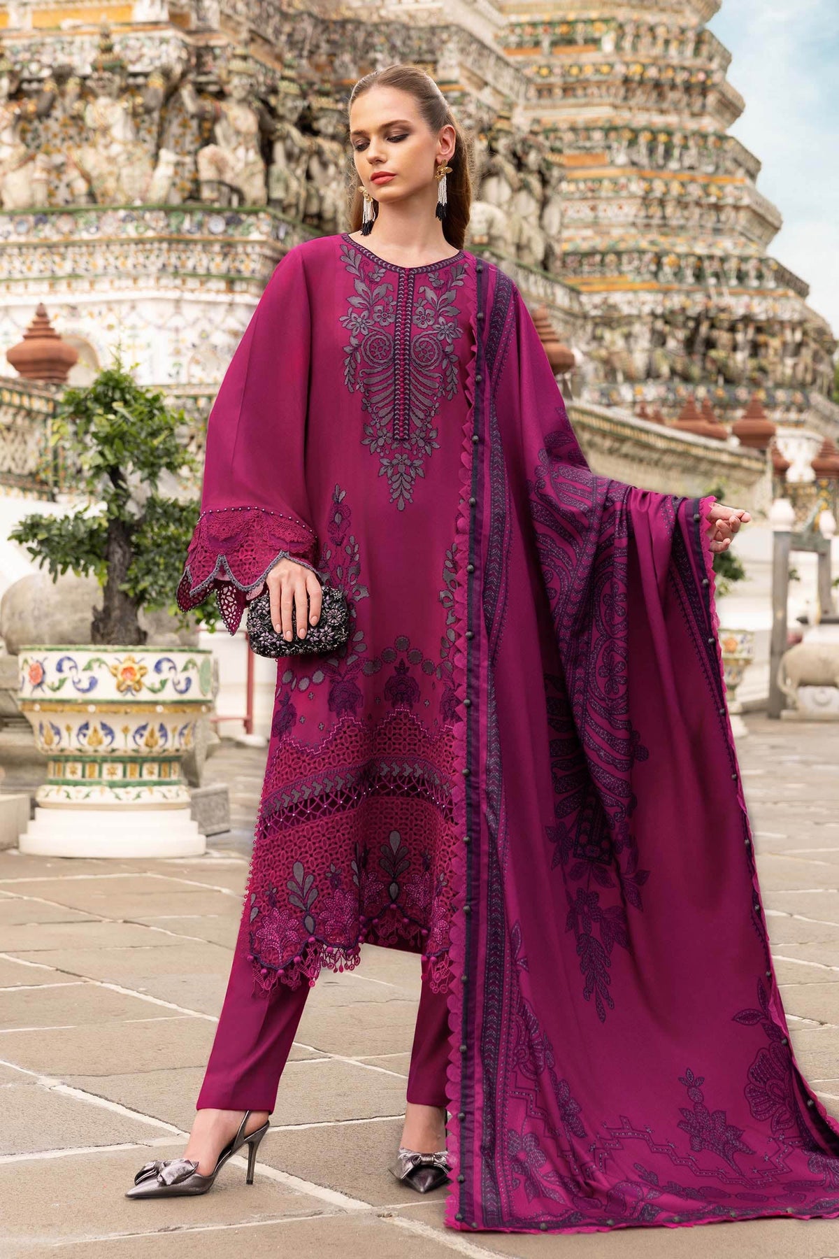 Maria B | M Prints Winter 25 | MPT-2804-B by Maria B - Designer Dress  - Type : Ladies Clothes - Available at Libayah - 100% Original 