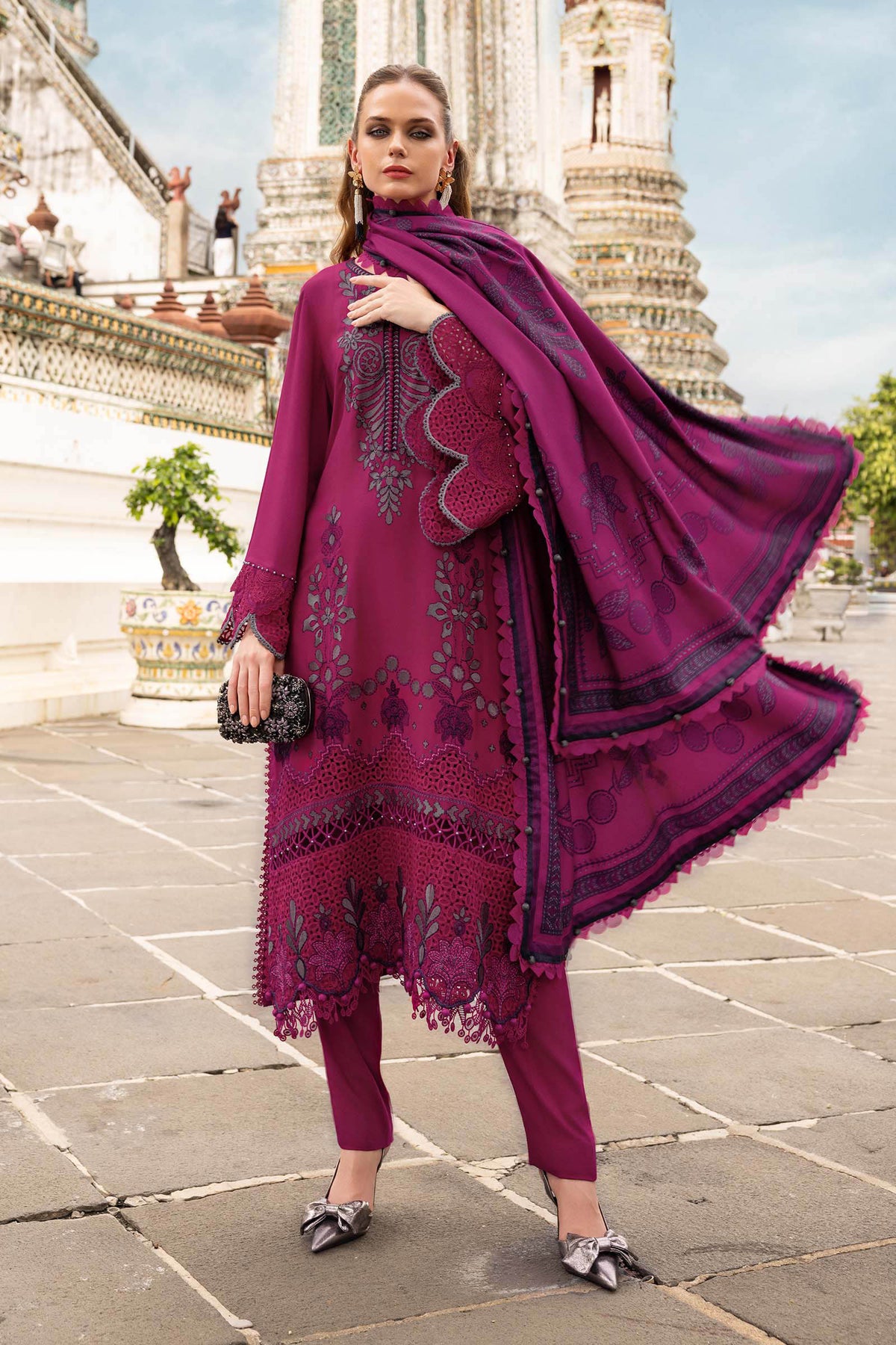 Maria B | M Prints Winter 25 | MPT-2804-B by Maria B - Designer Dress  - Type : Ladies Clothes - Available at Libayah - 100% Original 