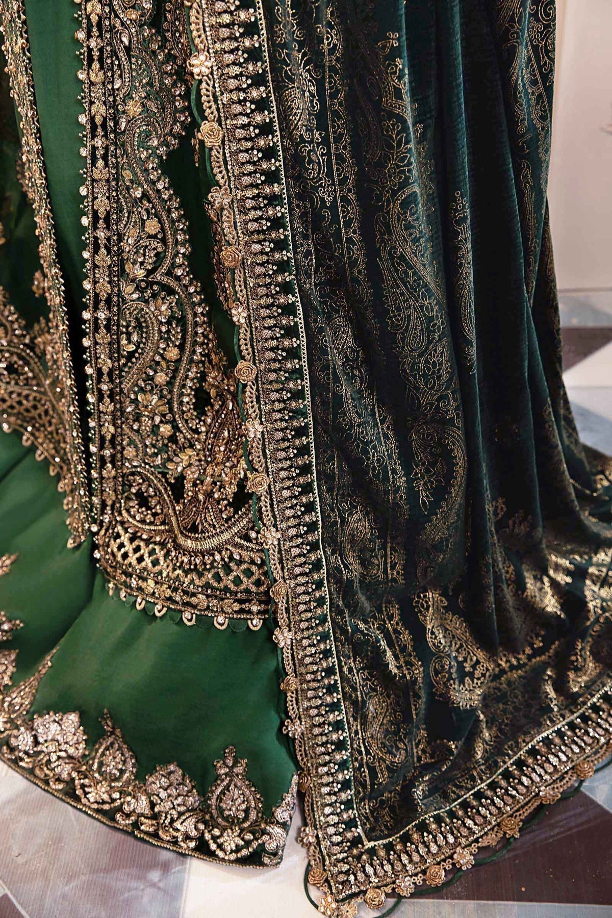 Maria B | Mbroidered Formals 24 | Velvet Suit | BD-2904 by Maria B - Designer Dress  - Type : Wedding Dress - Available at Libayah - 100% Original 