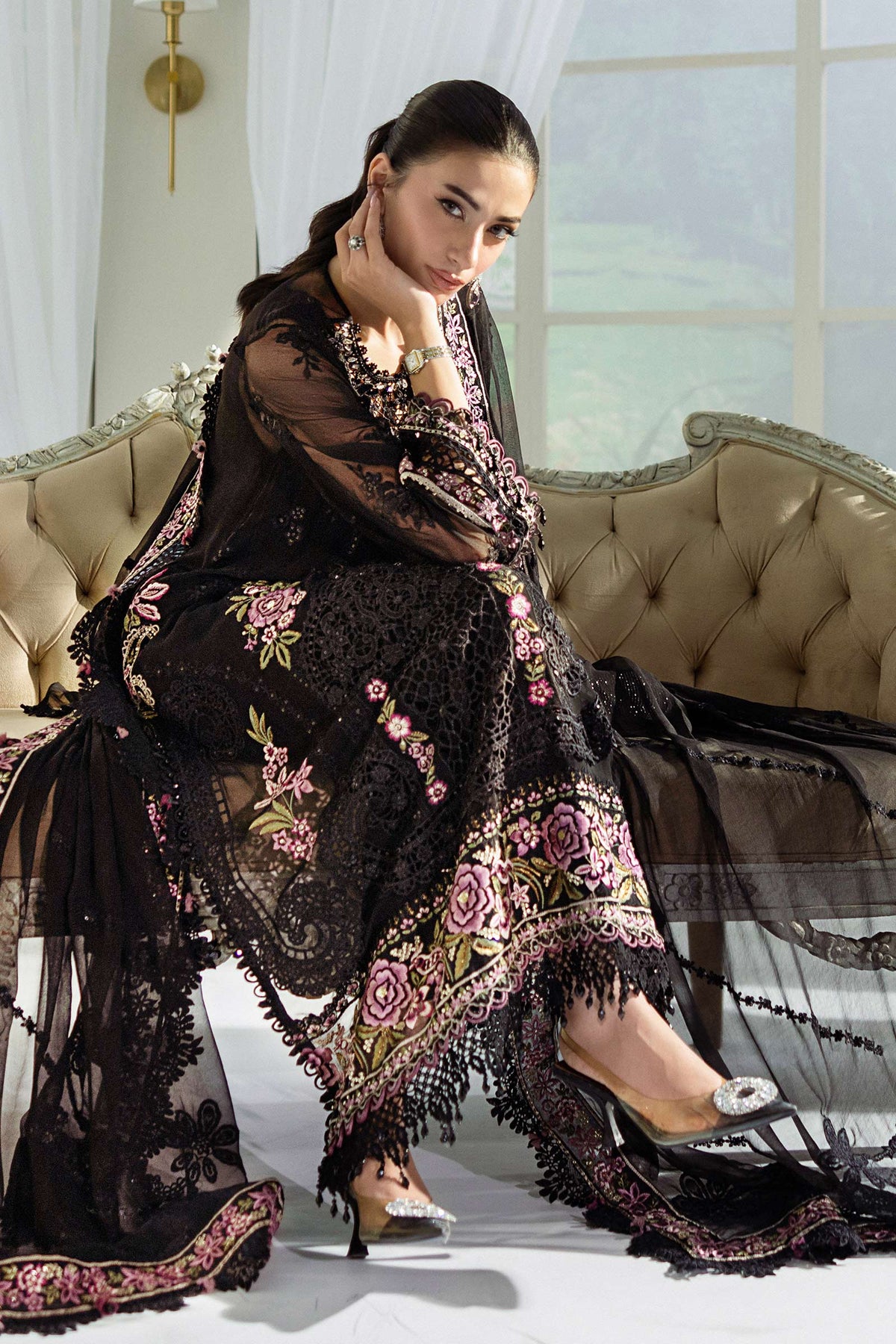 Maria B | Chiffon Formals 25 | MPC-25-104 by Maria B - Designer Dress  - Type : Ladies Clothes - Available at Libayah - 100% Original 