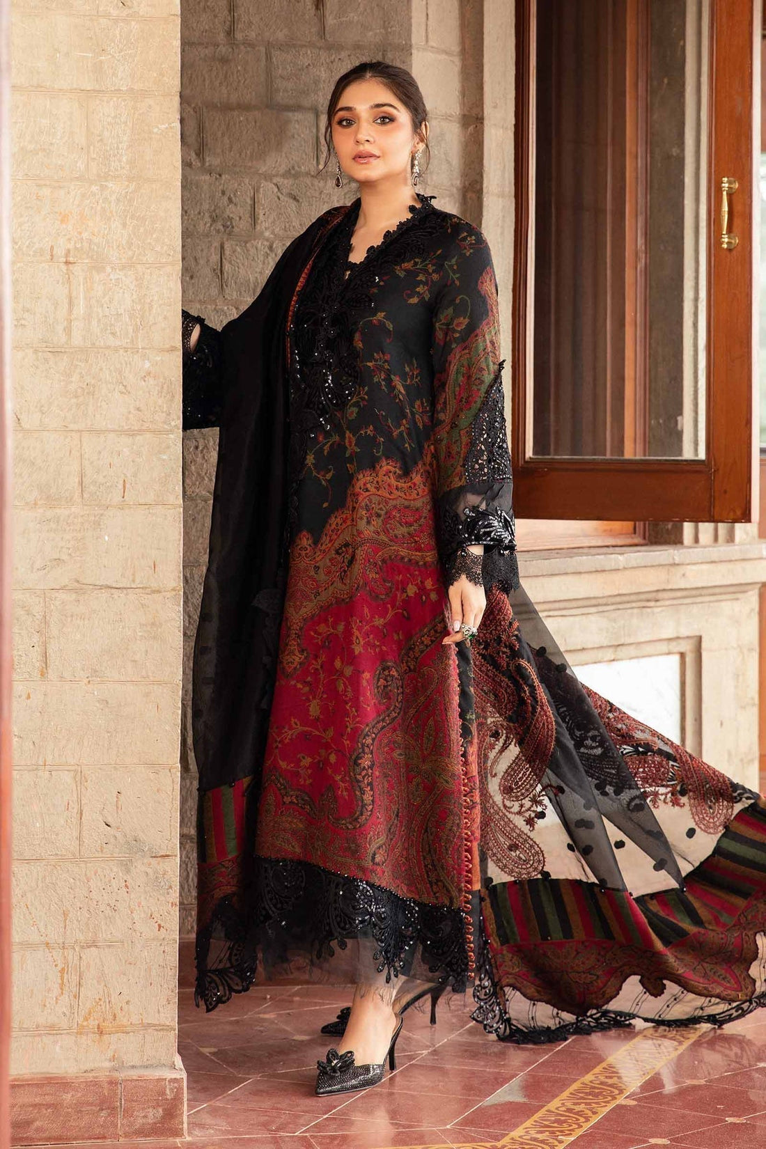 Maria B | Winter Luxe 24 | Velvet DL-1204 by Maria B - Designer Dress  - Type : Ladies Clothes - Available at Libayah - 100% Original 