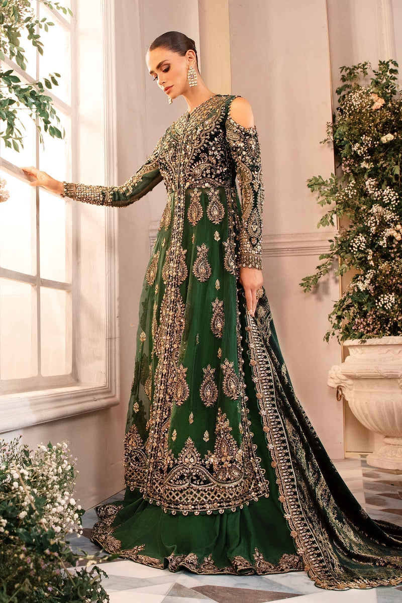 Maria B | Mbroidered Formals 24 | Velvet Suit | BD-2904 by Maria B - Designer Dress  - Type : Wedding Dress - Available at Libayah - 100% Original 