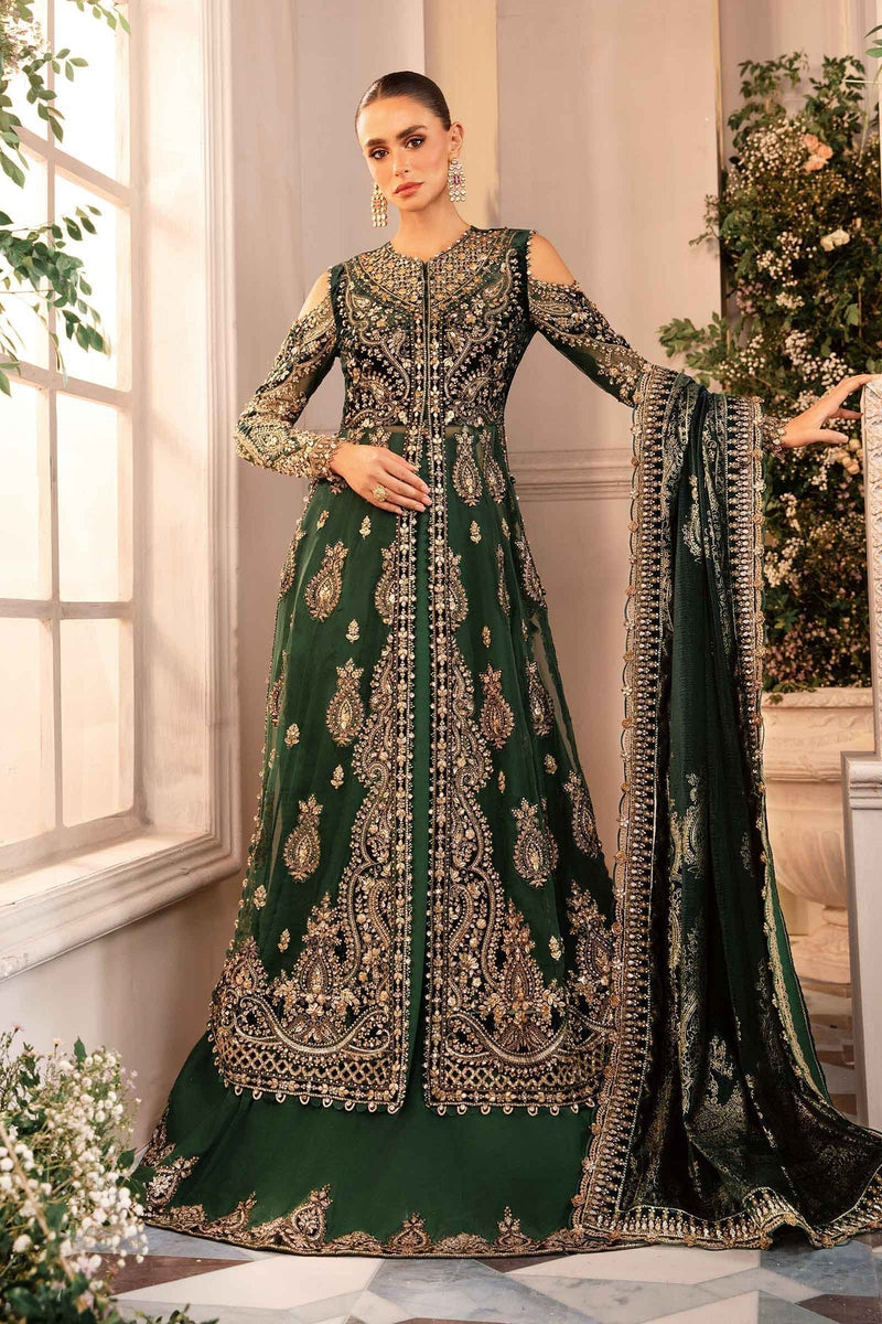 Maria B | Mbroidered Formals 24 | Velvet Suit | BD-2904 by Maria B - Designer Dress  - Type : Wedding Dress - Available at Libayah - 100% Original 