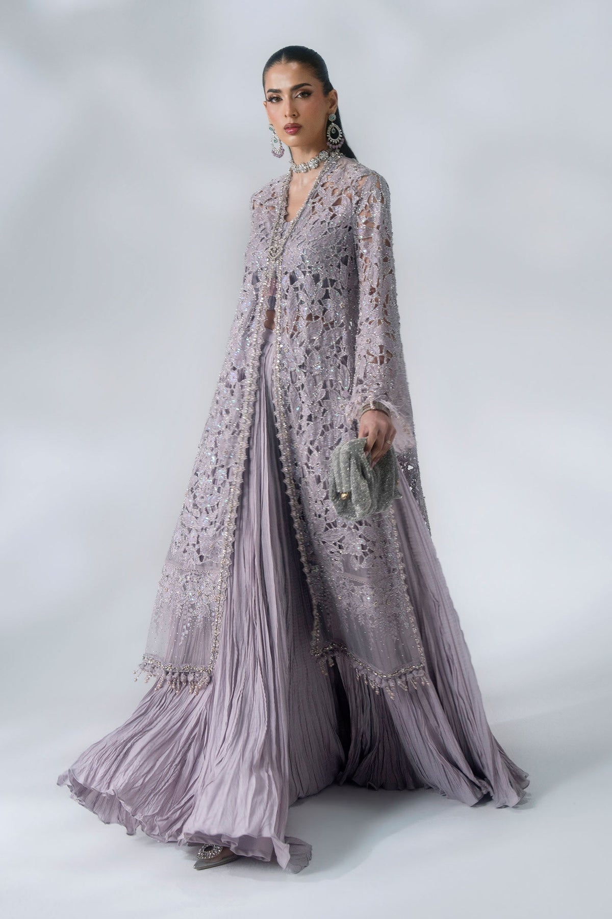 Maria B | Mbroidered Wedding Formals 26 | BD-3105-Dusty Lilac by Maria B - Designer Dress  - Type : Ladies Clothes - Available at Libayah - 100% Original 