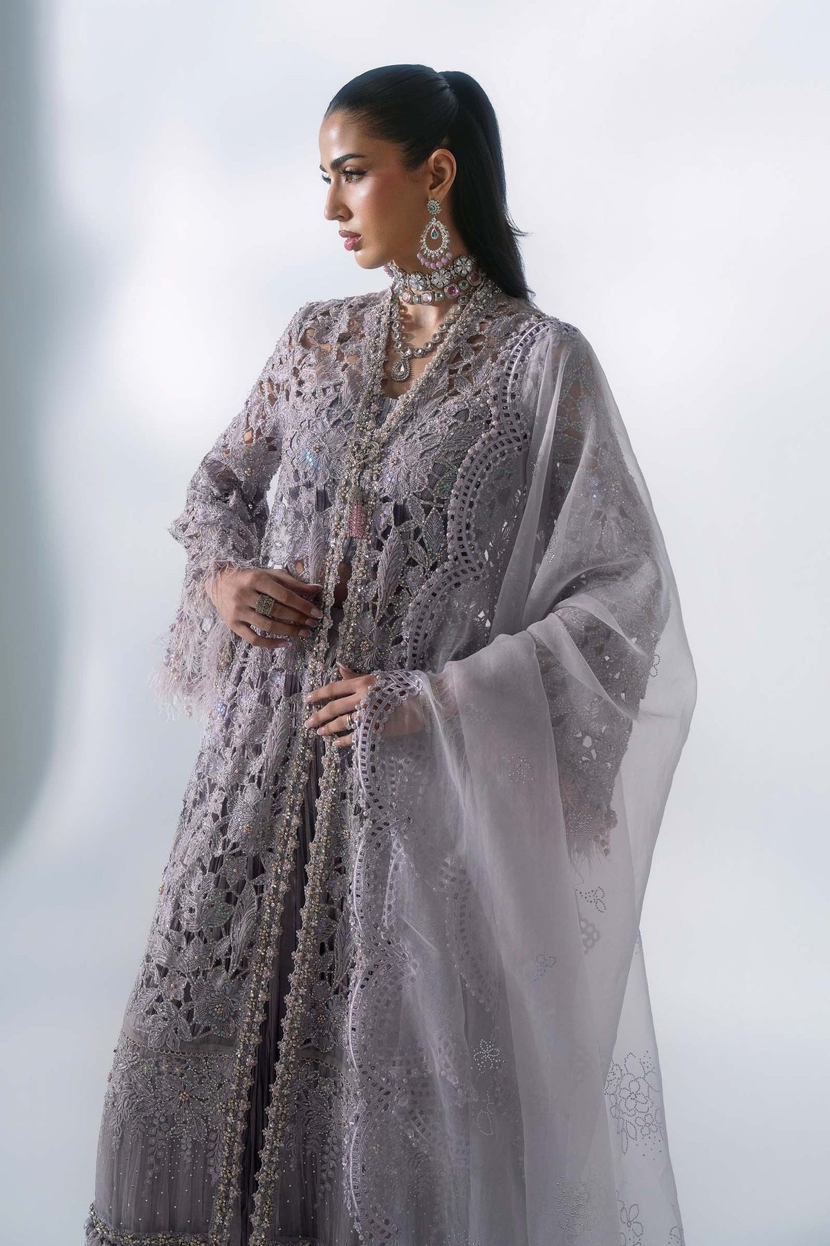 Maria B | Mbroidered Wedding Formals 26 | BD-3105-Dusty Lilac by Maria B - Designer Dress  - Type : Ladies Clothes - Available at Libayah - 100% Original 