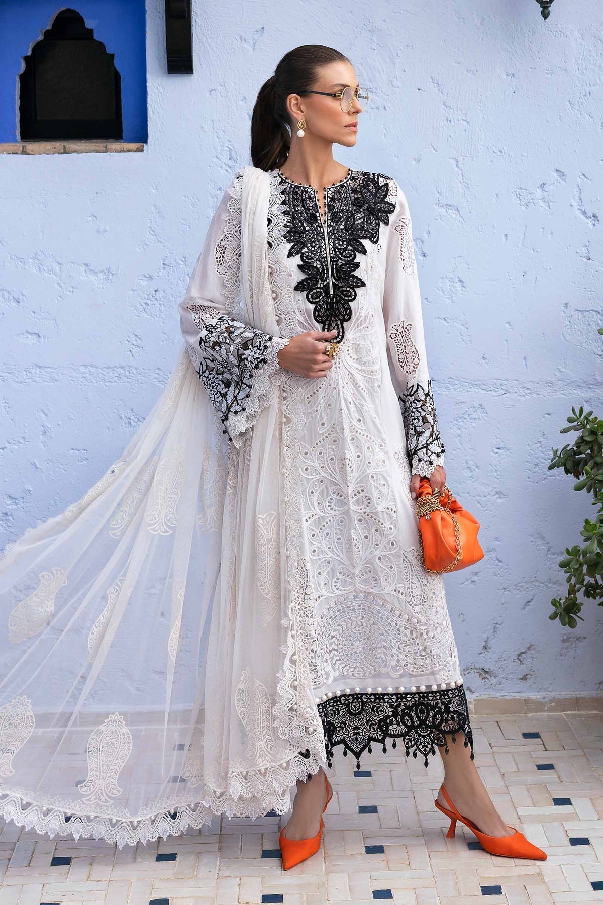 Maria B | Luxury Lawn 25 | D-2505-A by Maria B - Designer Dress - Type: Ladies Clothes - Available at Libayah - 100% Original