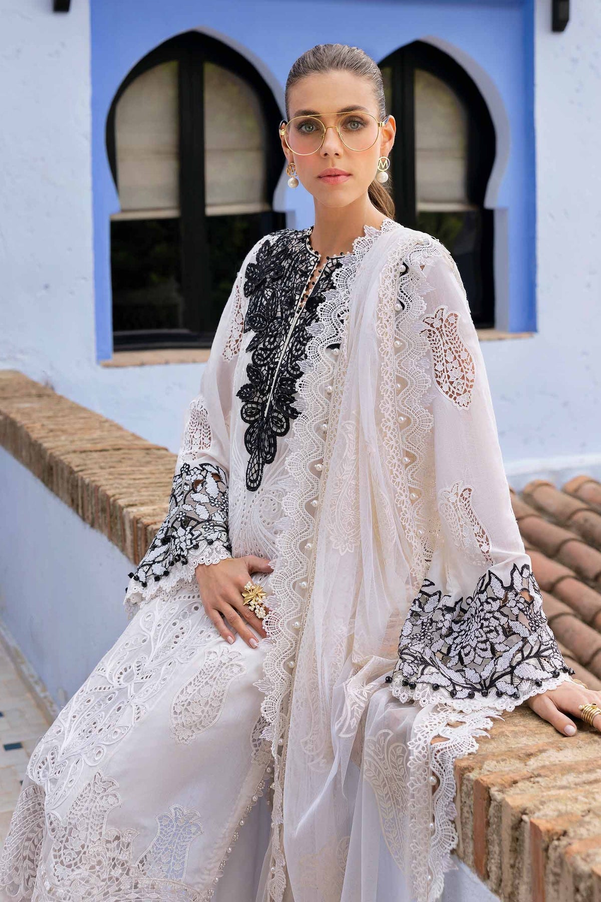 Maria B | Luxury Lawn 25 | D-2505-A by Maria B - Designer Dress - Type: Ladies Clothes - Available at Libayah - 100% Original