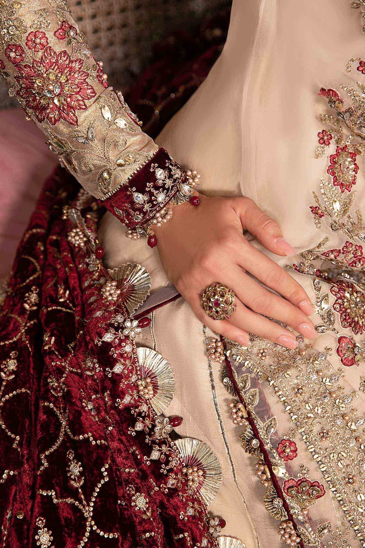 Maria B | Mbroidered Formals 24 | Velvet Suit | BD-2905 by Maria B - Designer Dress  - Type : Wedding Dress - Available at Libayah - 100% Original 