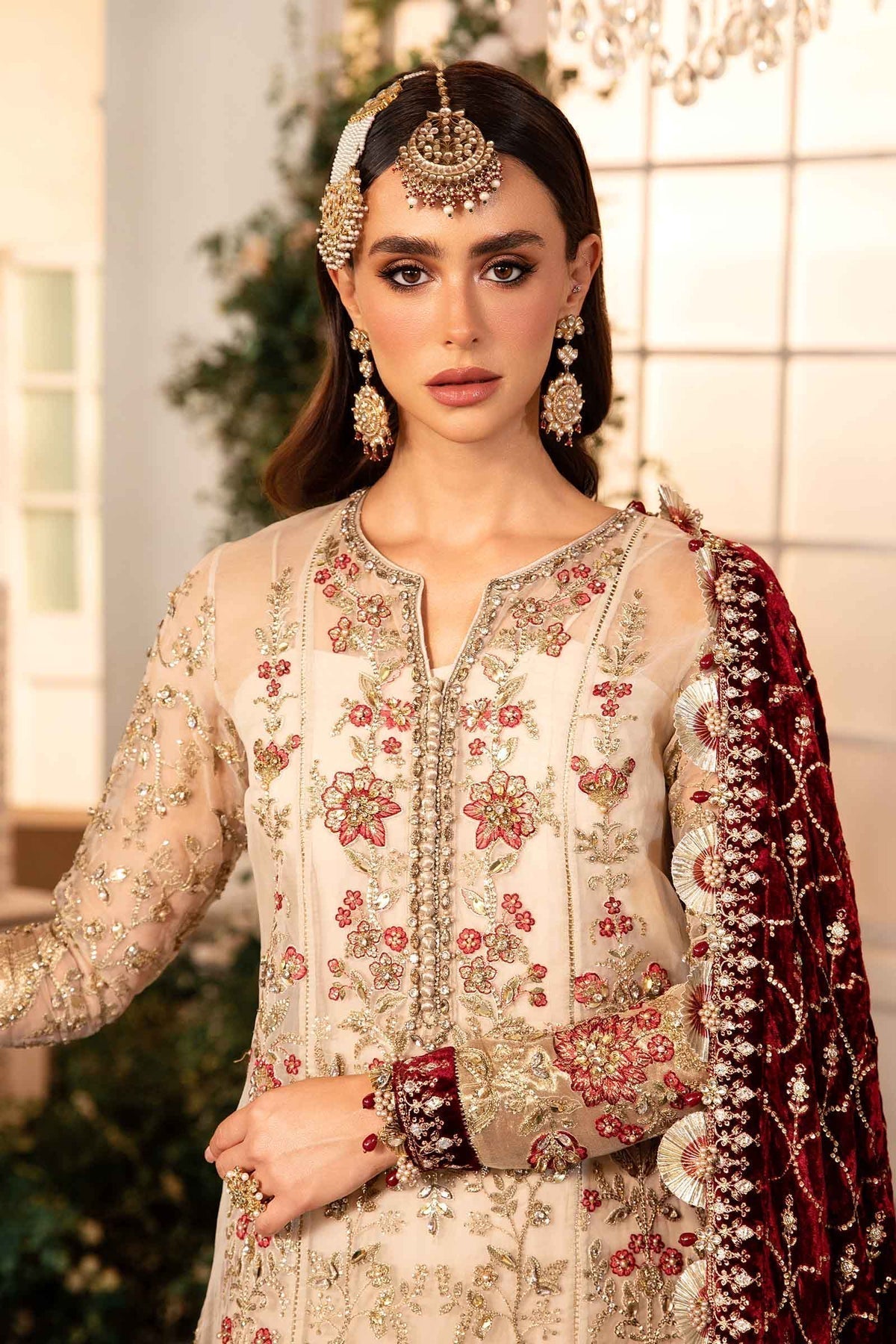 Maria B | Mbroidered Formals 24 | Velvet Suit | BD-2905 by Maria B - Designer Dress  - Type : Wedding Dress - Available at Libayah - 100% Original 