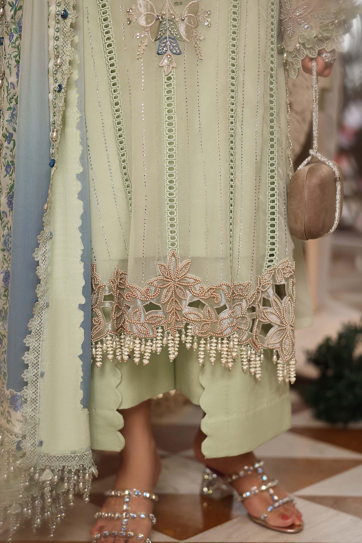 Maria b | Chiffon Formals 26 | MPC-26-105-Pistachio Green by Maria B - Designer Dress  - Type : Ladies Clothes - Available at Libayah - 100% Original 