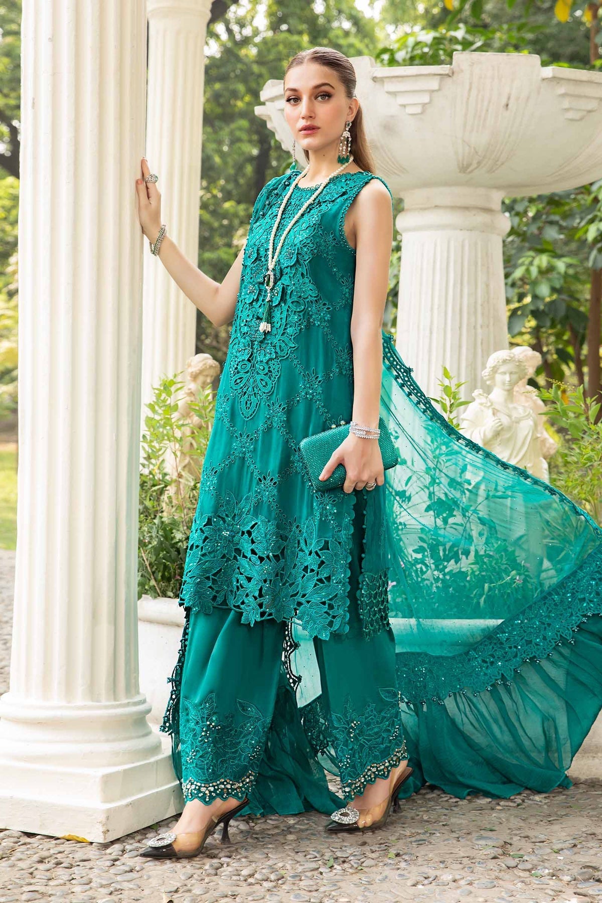 Maria B | Chiffon Formals 24 | Chiffon Suit | MPC-24-105 by Maria B - Designer Dress - Type: Formal - Available at Libayah - 100% Original
