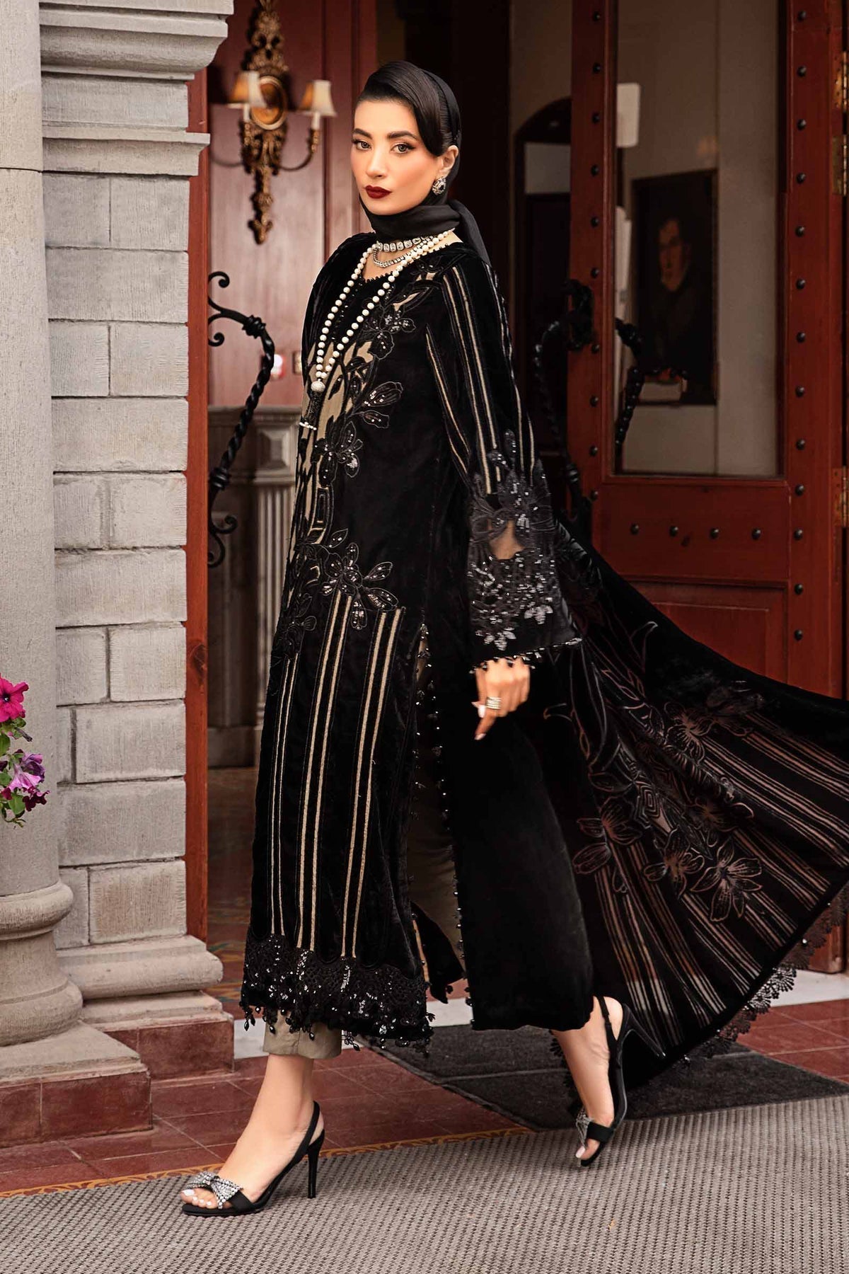 Maria B | Winter Luxe 24 | Velvet DL-1205 by Maria B - Designer Dress  - Type : Ladies Clothes - Available at Libayah - 100% Original 