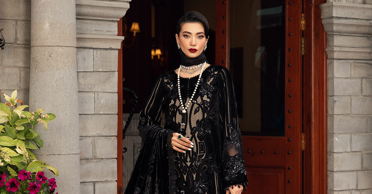 Maria B | Winter Luxe 24 | Velvet DL-1205 by Maria B - Designer Dress  - Type : Ladies Clothes - Available at Libayah - 100% Original 