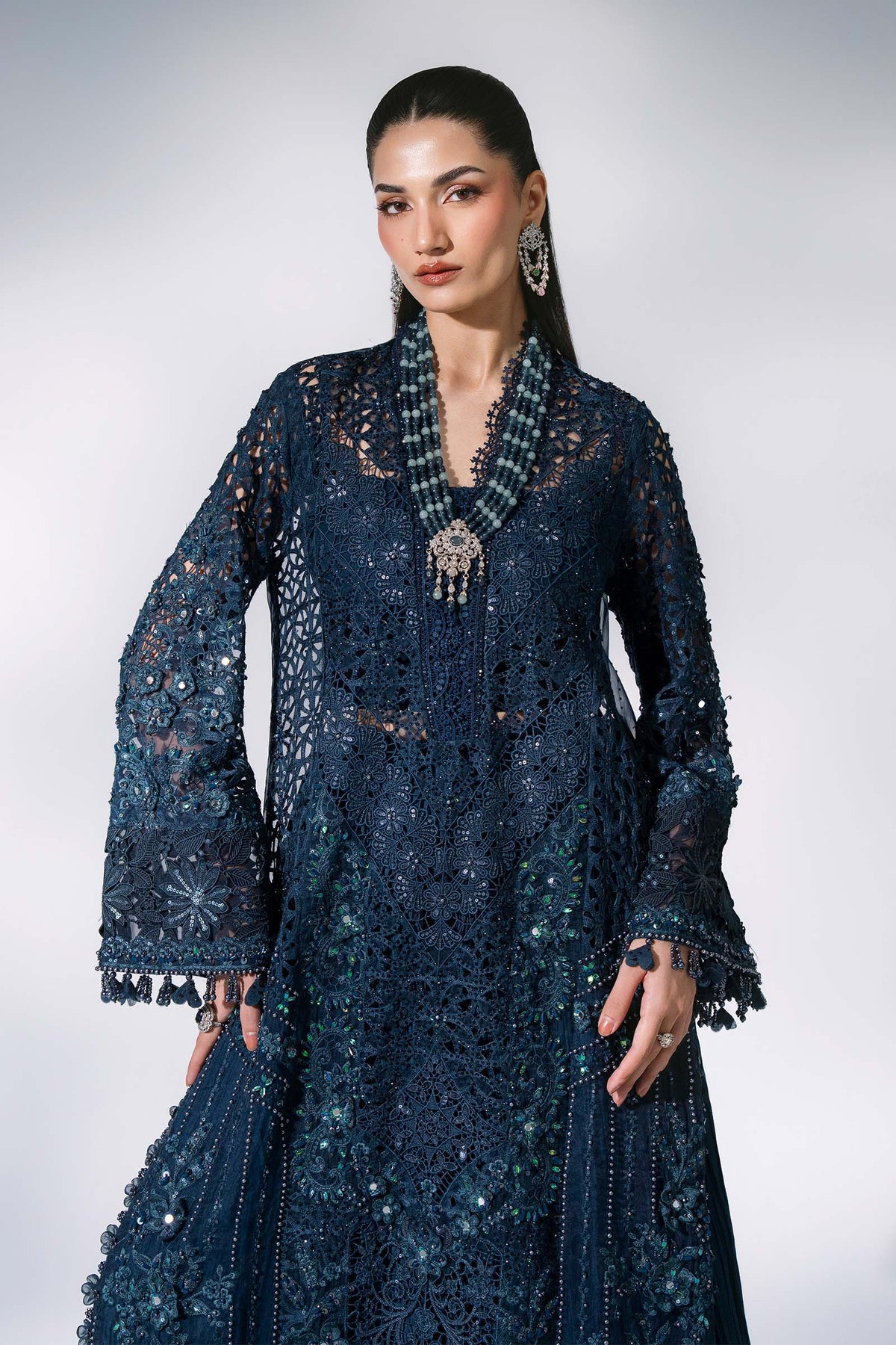 Maria B | Mbroidered Wedding Formals 26 | BD-3106-Peacock Blue by Maria B - Designer Dress  - Type : Ladies Clothes - Available at Libayah - 100% Original 