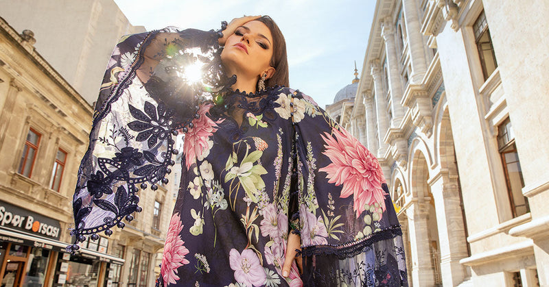 Maria B | M Prints Fall Edit 24 | MPT-2306-B by Maria B - Designer Dress  - Type : Ladies Clothes - Available at Libayah - 100% Original 