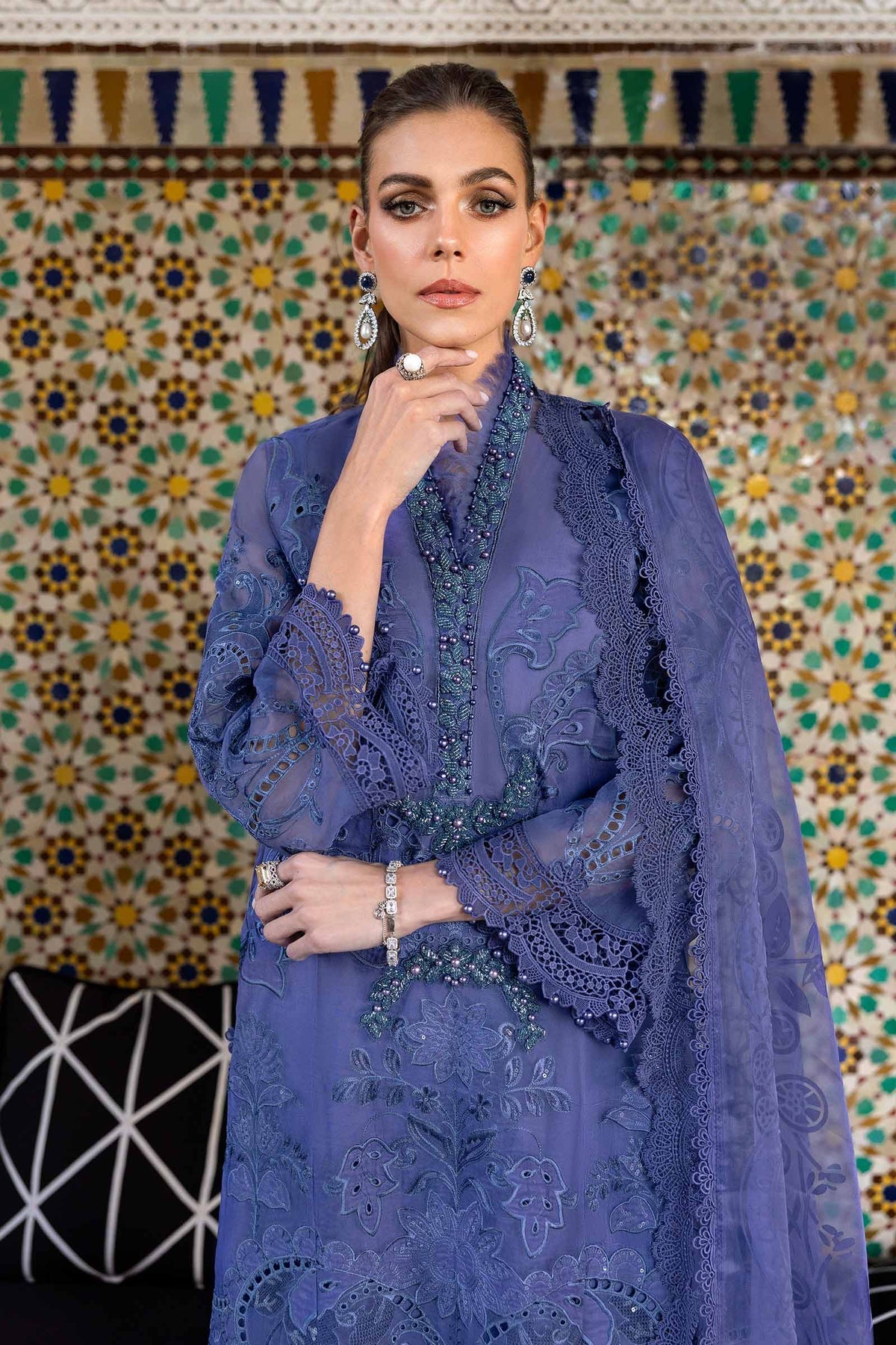 Maria B | Luxury Lawn 25 | D-2506-B by Maria B - Designer Dress - Type: Ladies Clothes - Available at Libayah - 100% Original