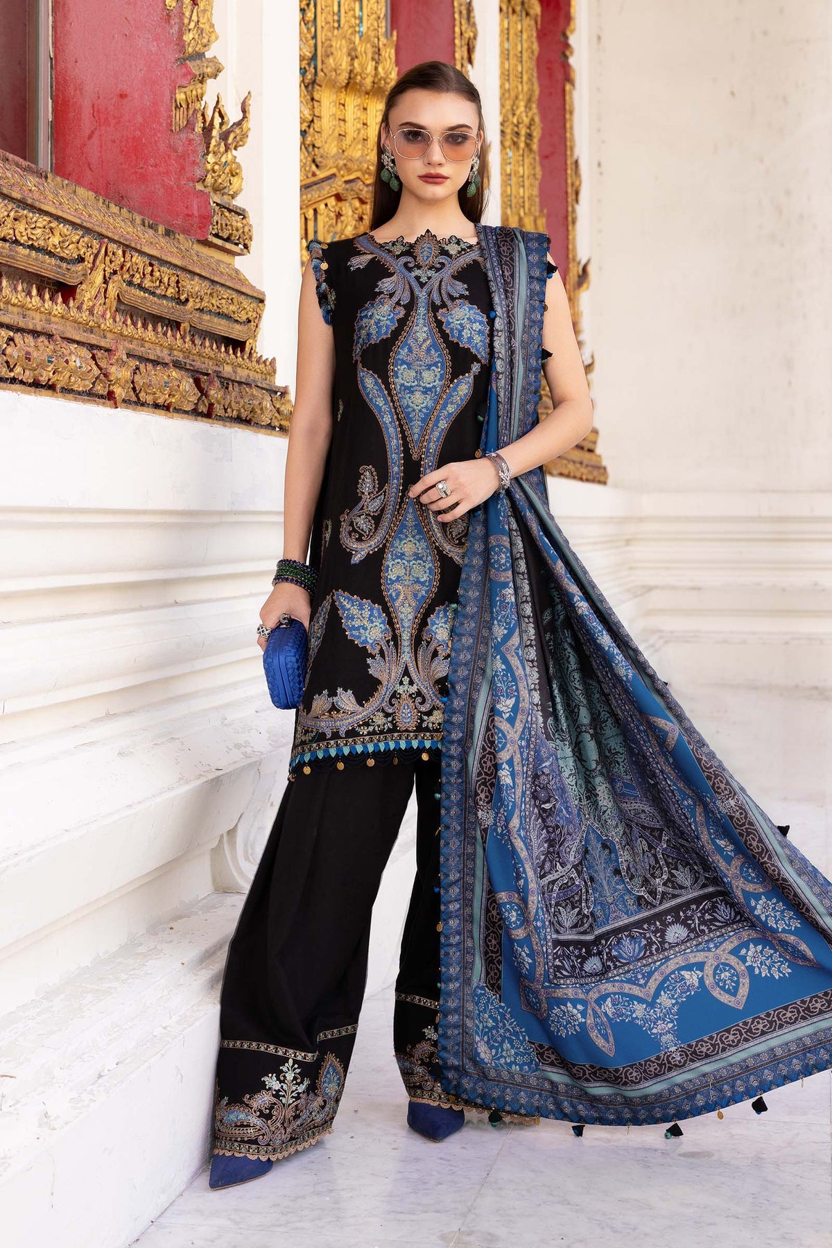 Prints Winter 25 |MPT-2806-B by Maria B - Designer Dress  - Type : Ladies Clothes - Available at Libayah - 100% Original 