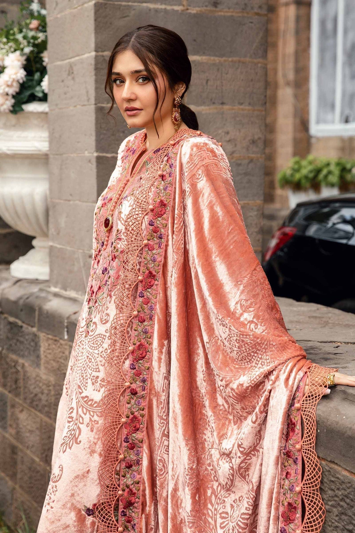 Maria B | Winter Luxe 24 | Velvet DL-1206 by Maria B - Designer Dress  - Type : Ladies Clothes - Available at Libayah - 100% Original 