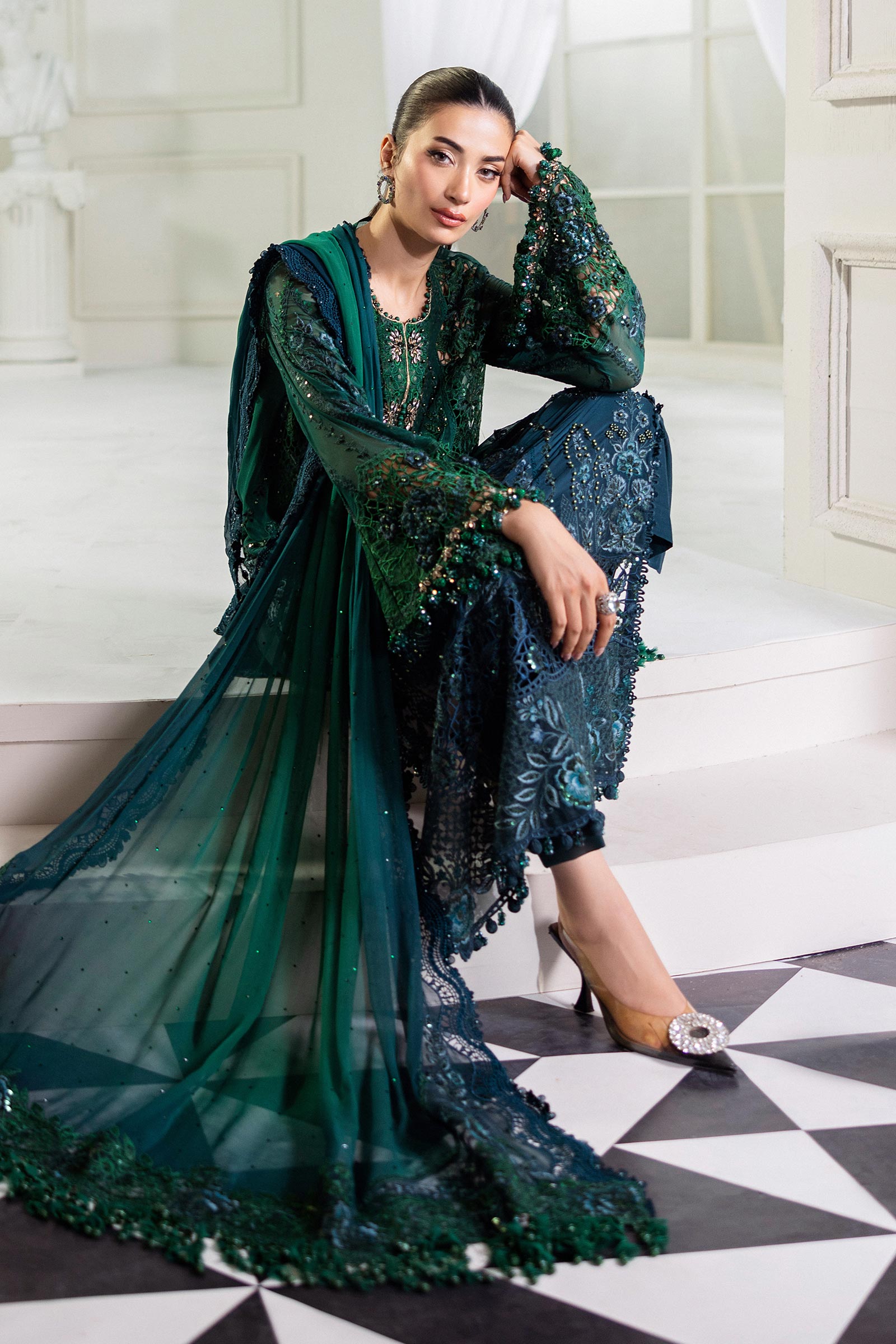 Maria B | Chiffon Formals 25 | MPC-25-106 by Maria B - Designer Dress  - Type : Ladies Clothes - Available at Libayah - 100% Original 