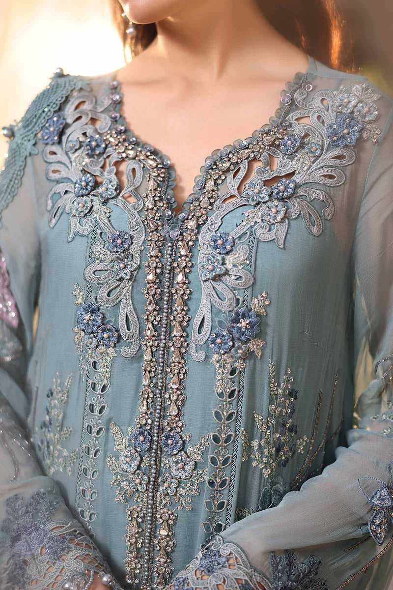 Maria b | Chiffon Formals 26 | MPC-26-106-Slate Blue by Maria B - Designer Dress  - Type : Ladies Clothes - Available at Libayah - 100% Original 