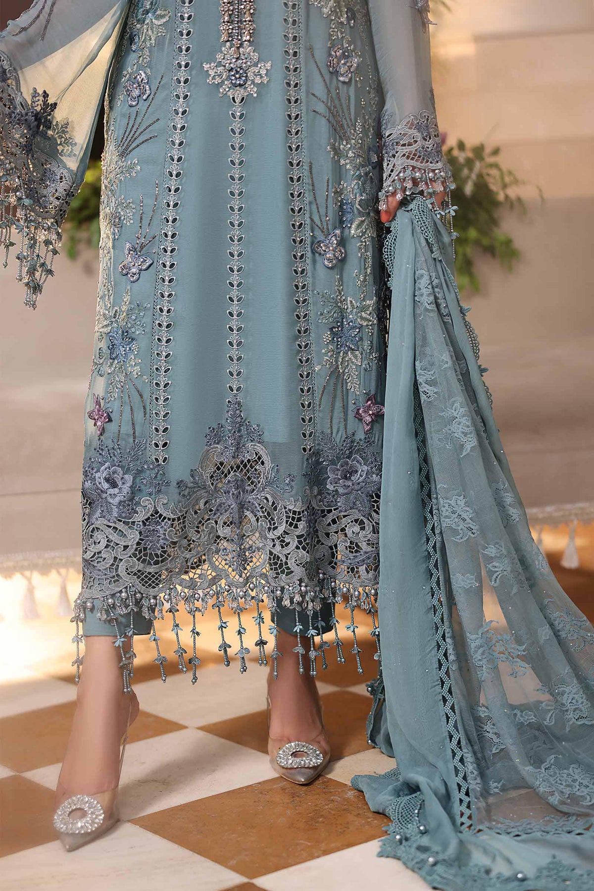 Maria b | Chiffon Formals 26 | MPC-26-106-Slate Blue by Maria B - Designer Dress  - Type : Ladies Clothes - Available at Libayah - 100% Original 