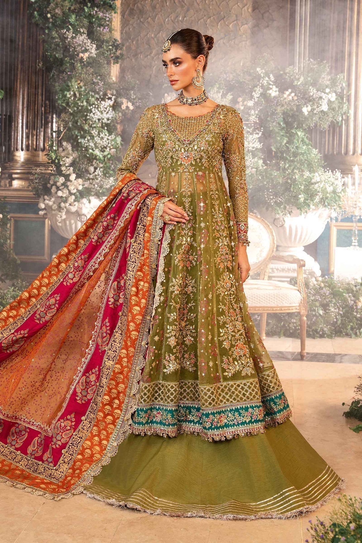 Maria B | Mbroidered Formals 24 | Organza Suit | BD-2906 by Maria B - Designer Dress  - Type : Wedding Dress - Available at Libayah - 100% Original 