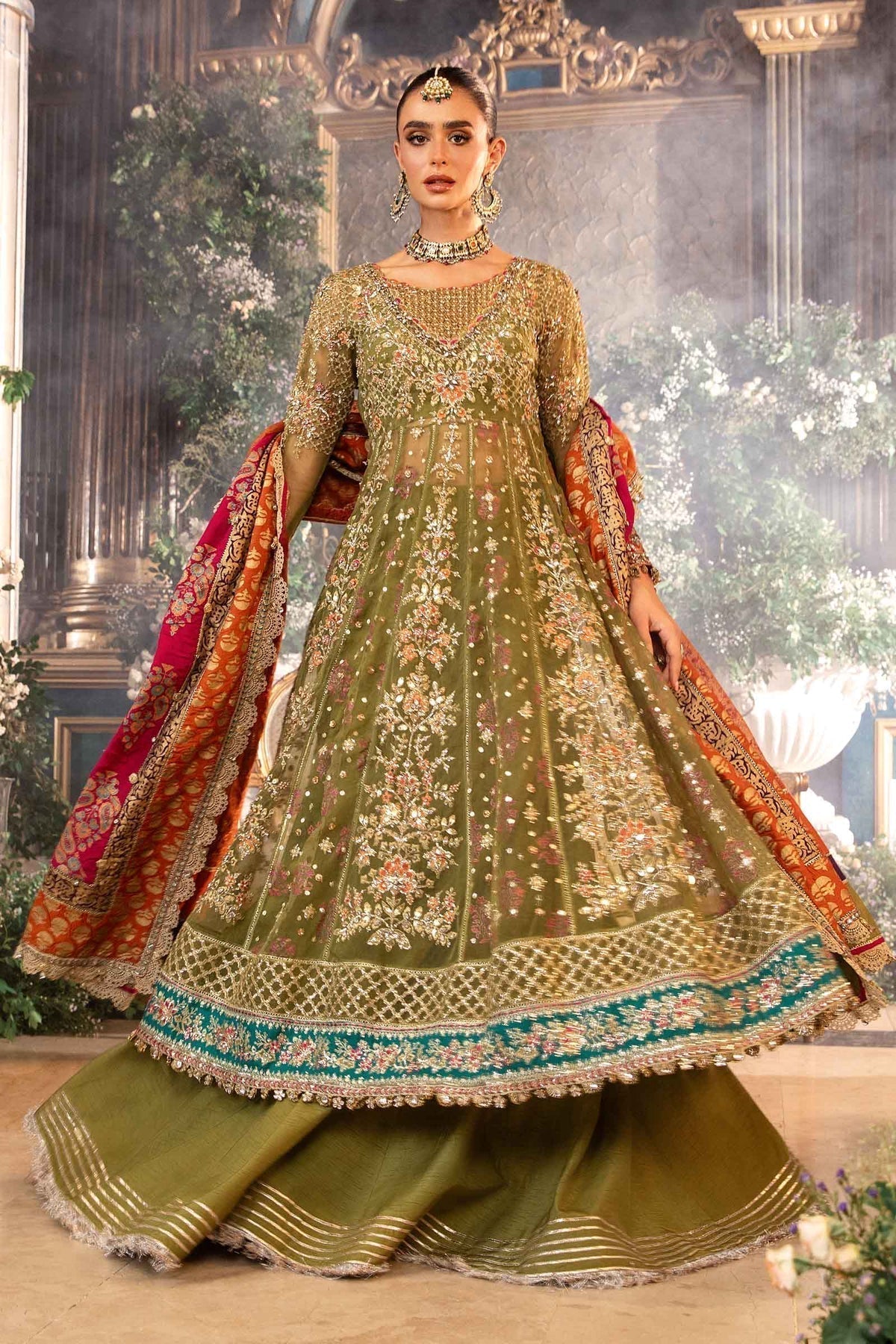 Maria B | Mbroidered Formals 24 | Organza Suit | BD-2906 by Maria B - Designer Dress  - Type : Wedding Dress - Available at Libayah - 100% Original 