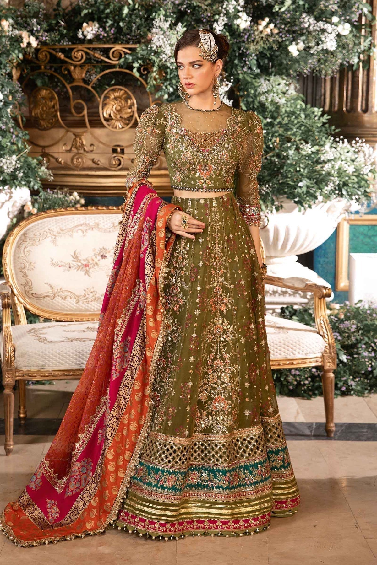 Maria B | Mbroidered Formals 24 | Organza Suit | BD-2906 by Maria B - Designer Dress  - Type : Wedding Dress - Available at Libayah - 100% Original 