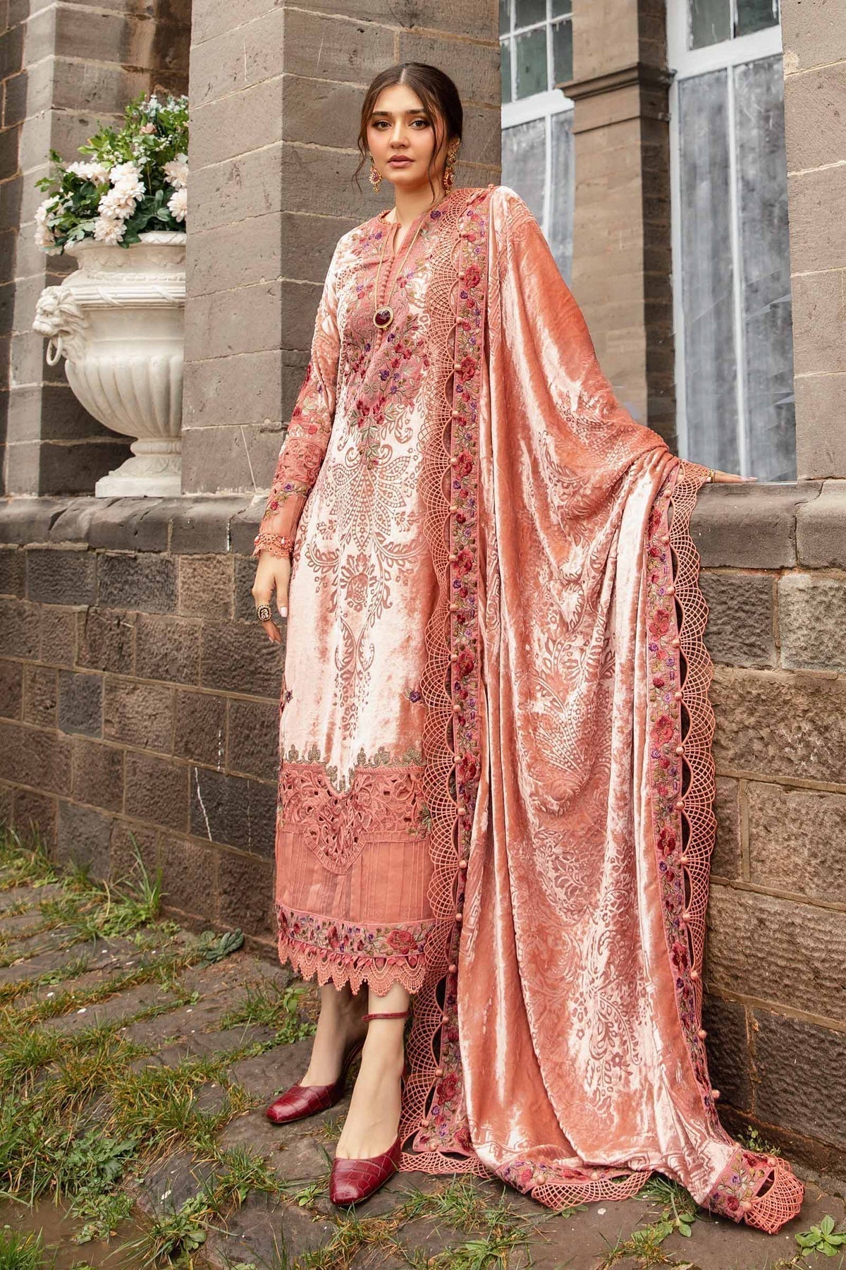 Maria B | Winter Luxe 24 | Velvet DL-1206 by Maria B - Designer Dress  - Type : Ladies Clothes - Available at Libayah - 100% Original 