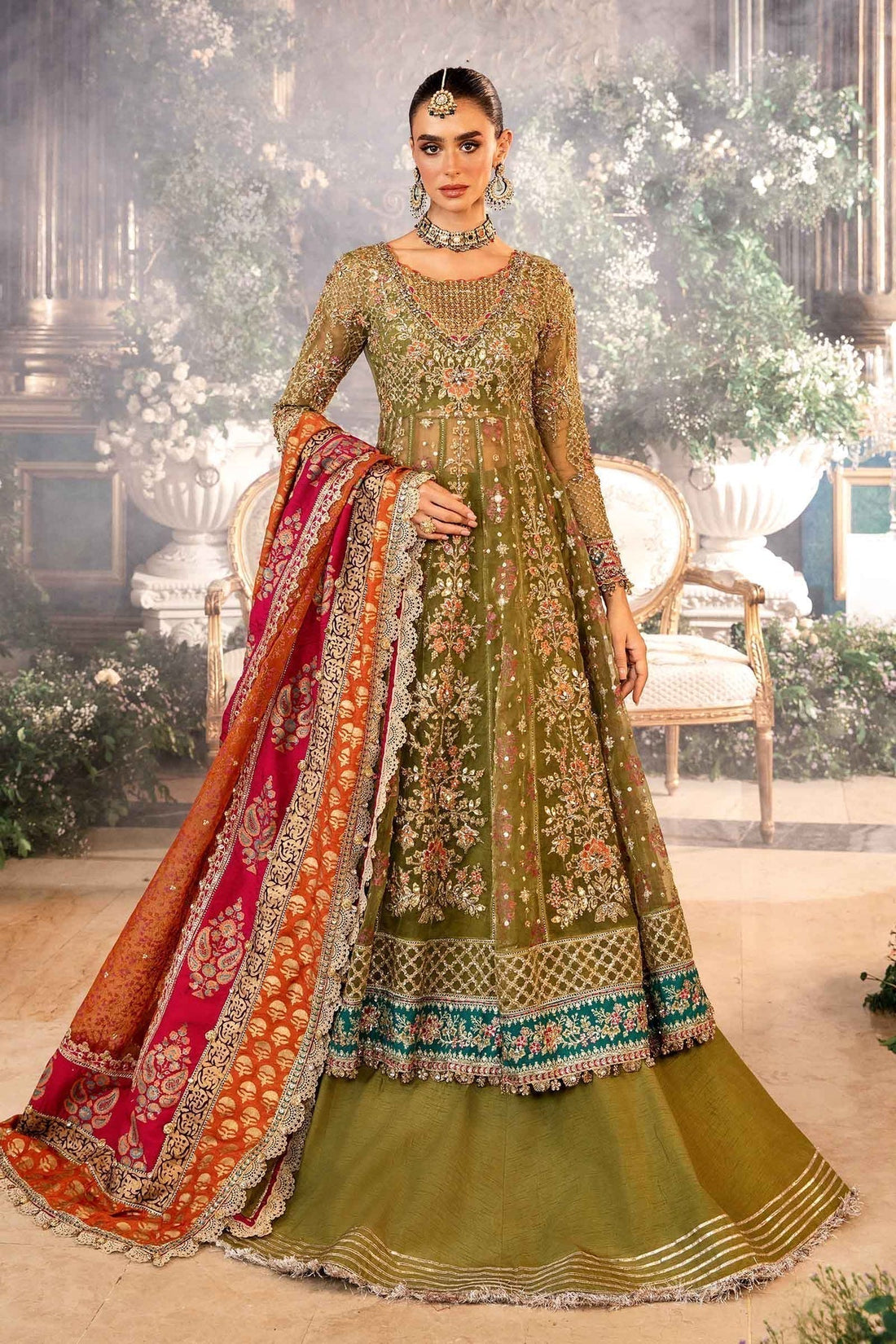 Maria B | Mbroidered Formals 24 | Organza Suit | BD-2906 by Maria B - Designer Dress  - Type : Wedding Dress - Available at Libayah - 100% Original 