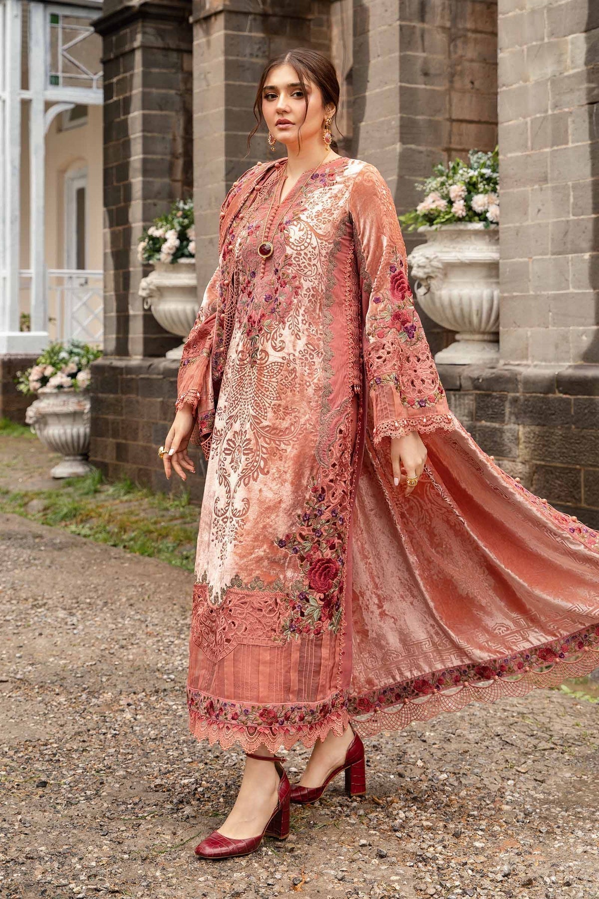 Maria B | Winter Luxe 24 | Velvet DL-1206 by Maria B - Designer Dress  - Type : Ladies Clothes - Available at Libayah - 100% Original 