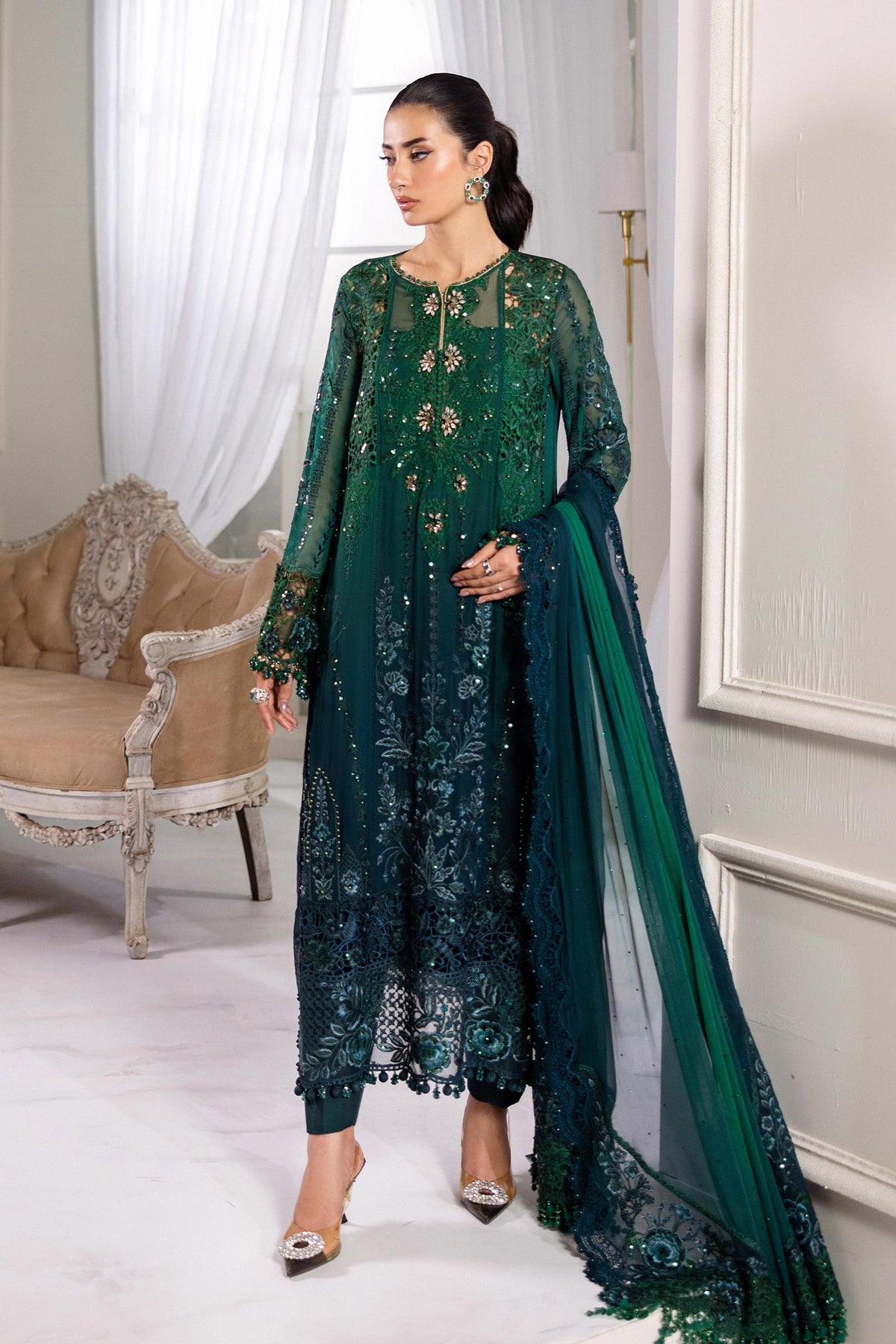 Maria B | Chiffon Formals 25 | MPC-25-106 by Maria B - Designer Dress  - Type : Ladies Clothes - Available at Libayah - 100% Original 