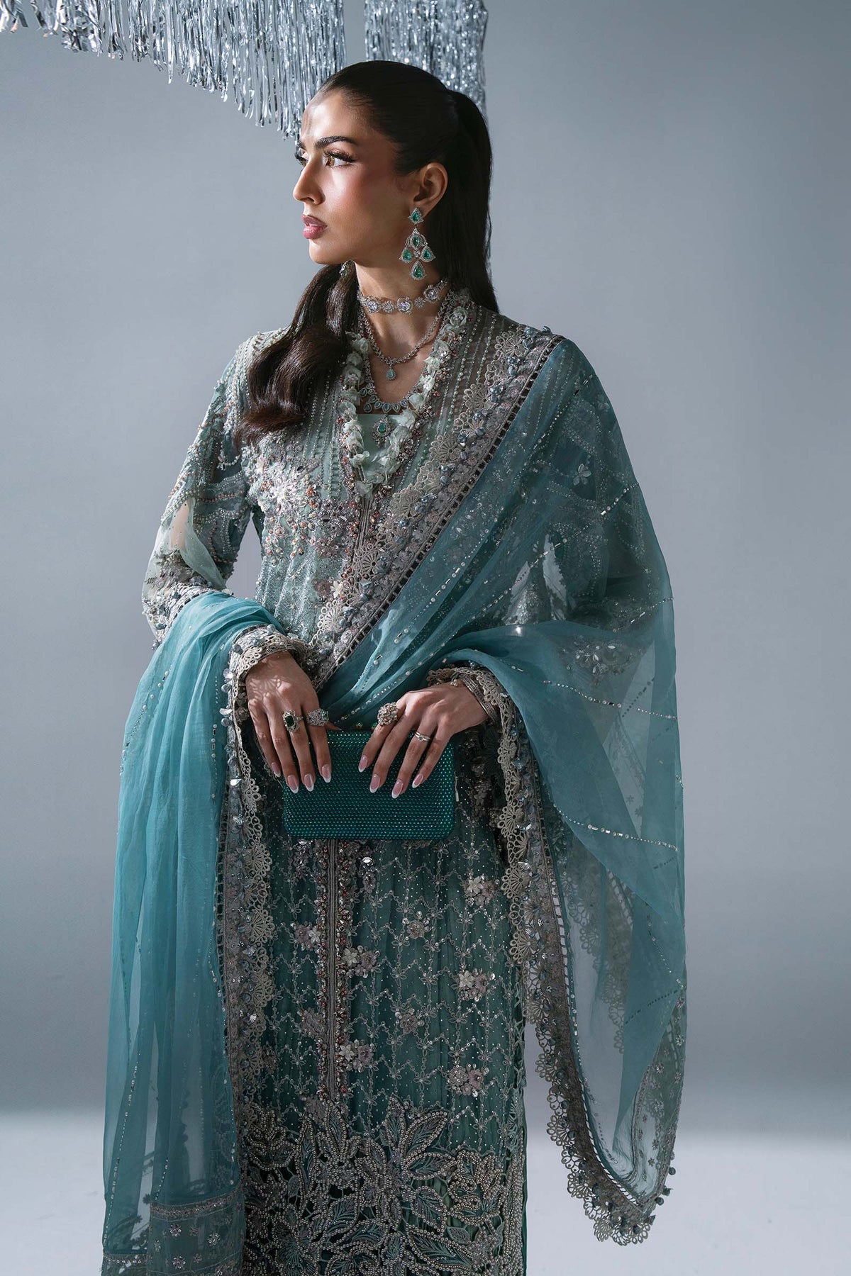 Maria B | Mbroidered Wedding Formals 26 | BD-3107-Sea Green by Maria B - Designer Dress  - Type : Ladies Clothes - Available at Libayah - 100% Original 
